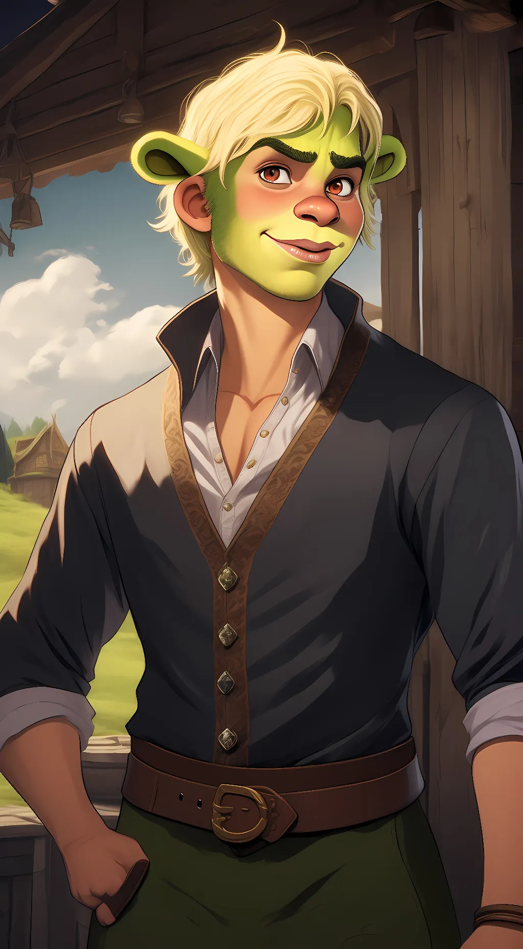 ai character: Shrek  background