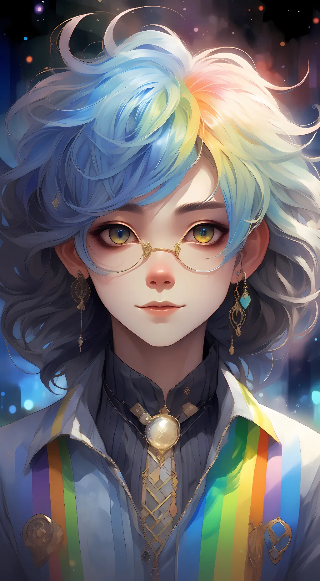 ai character: Blue. background