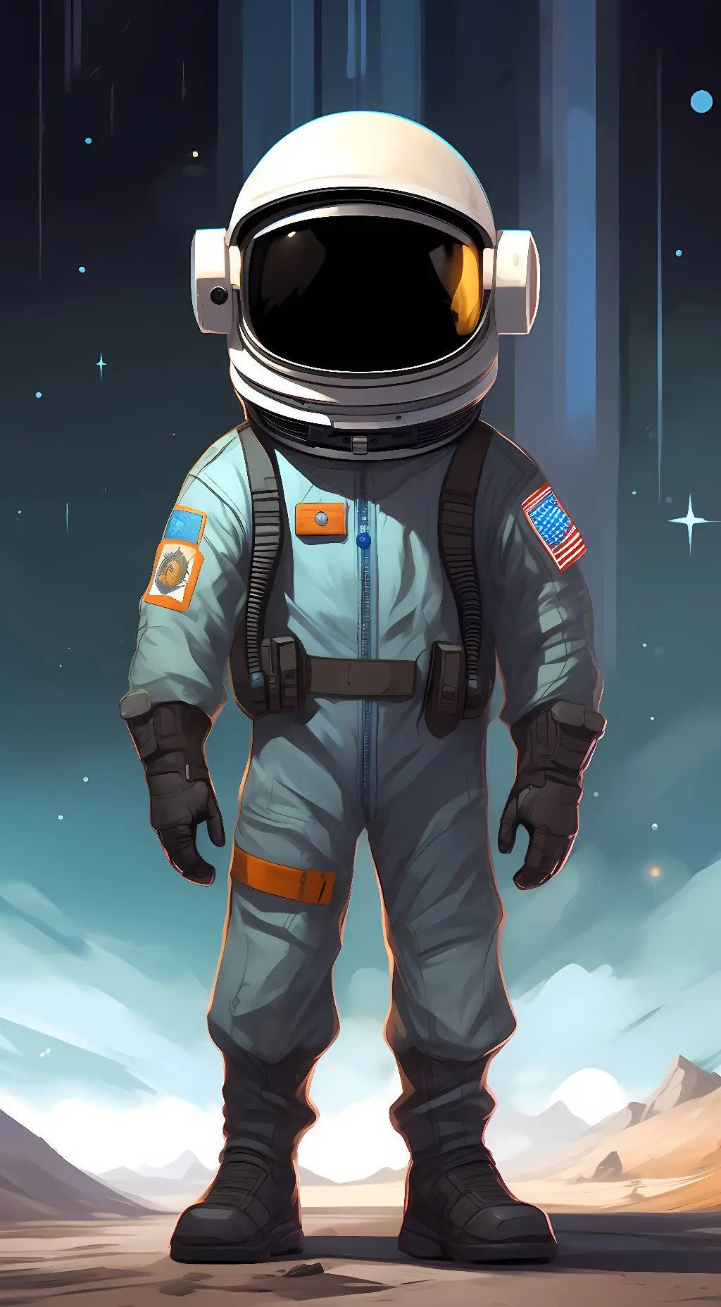 ai character: Blue background