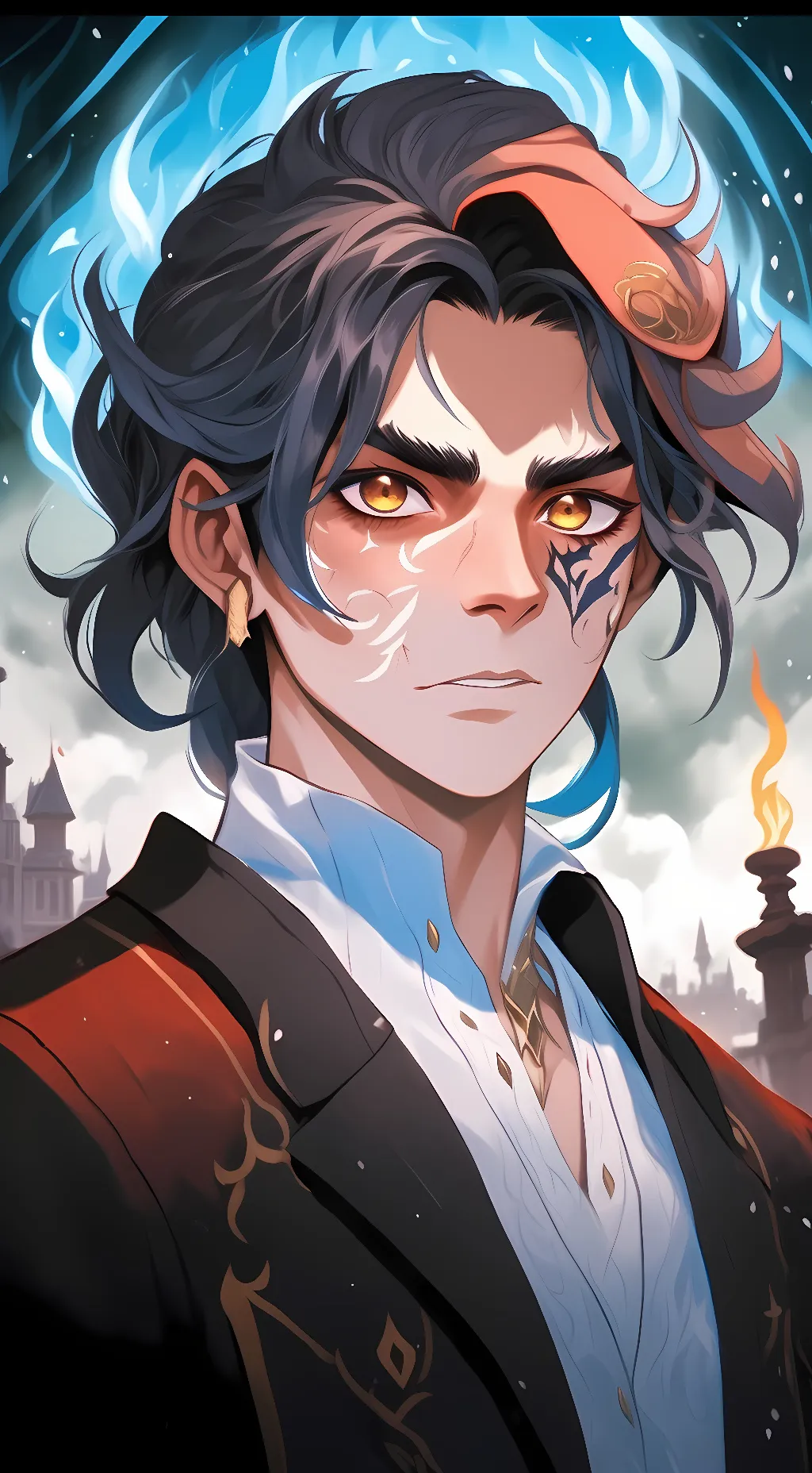 ai character: BlueFire (villian) background