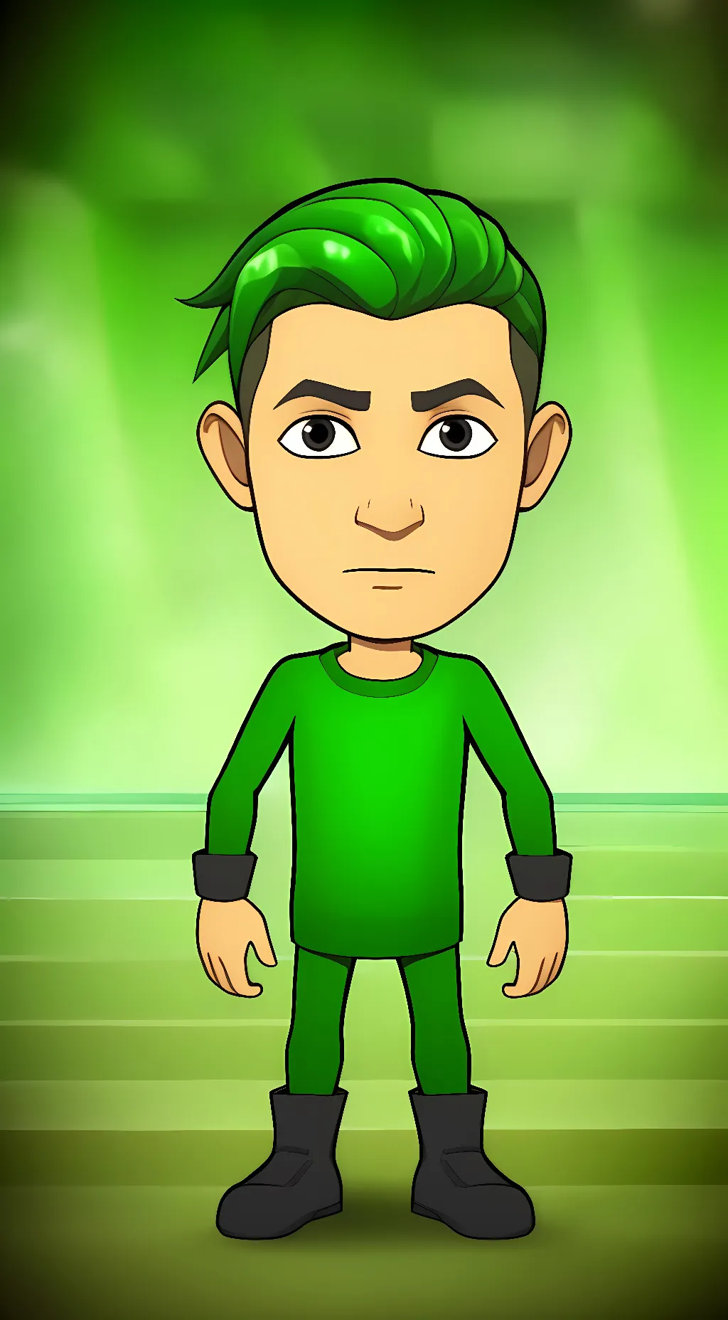 ai character: green stikbot background