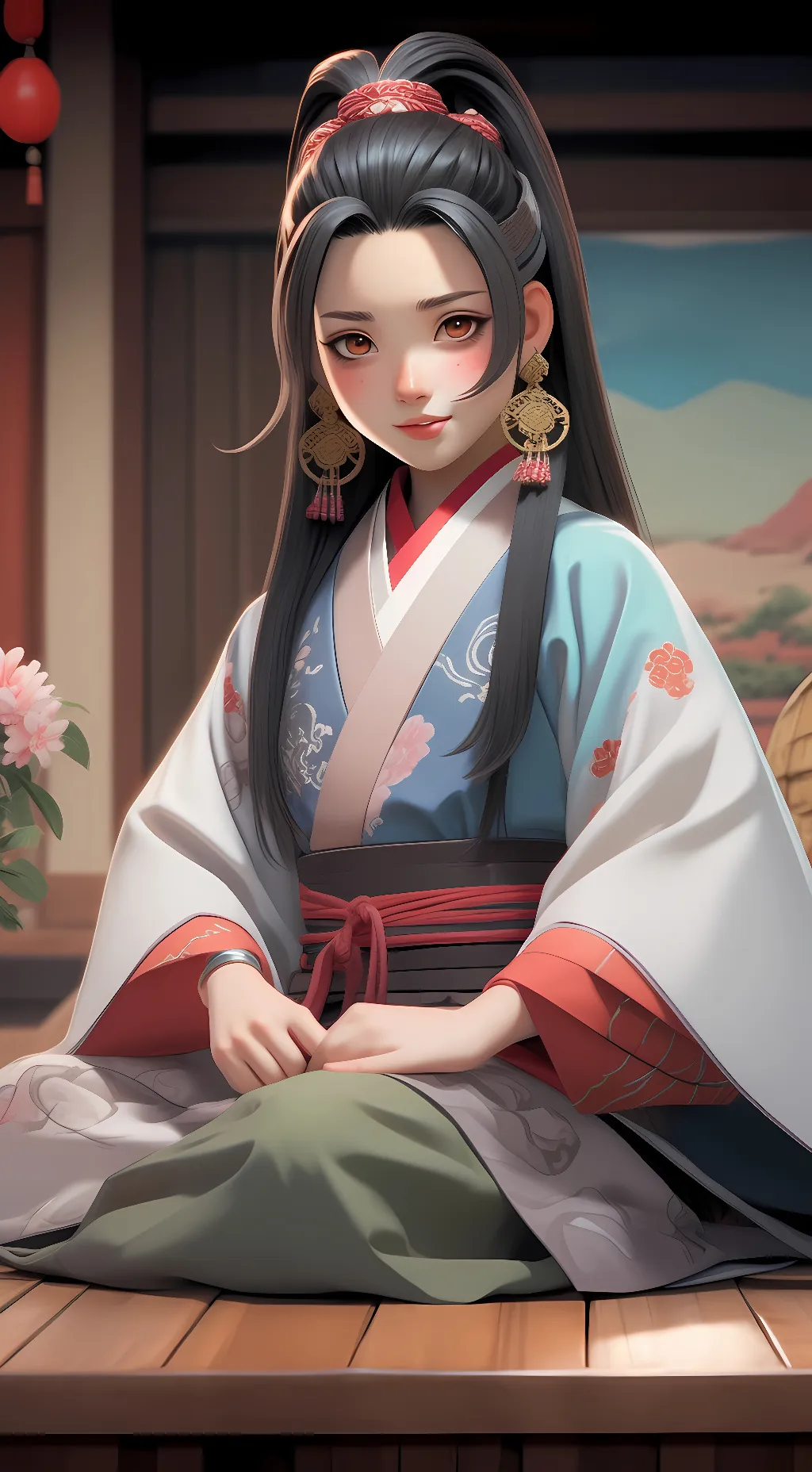 ai character: nezuko belly background