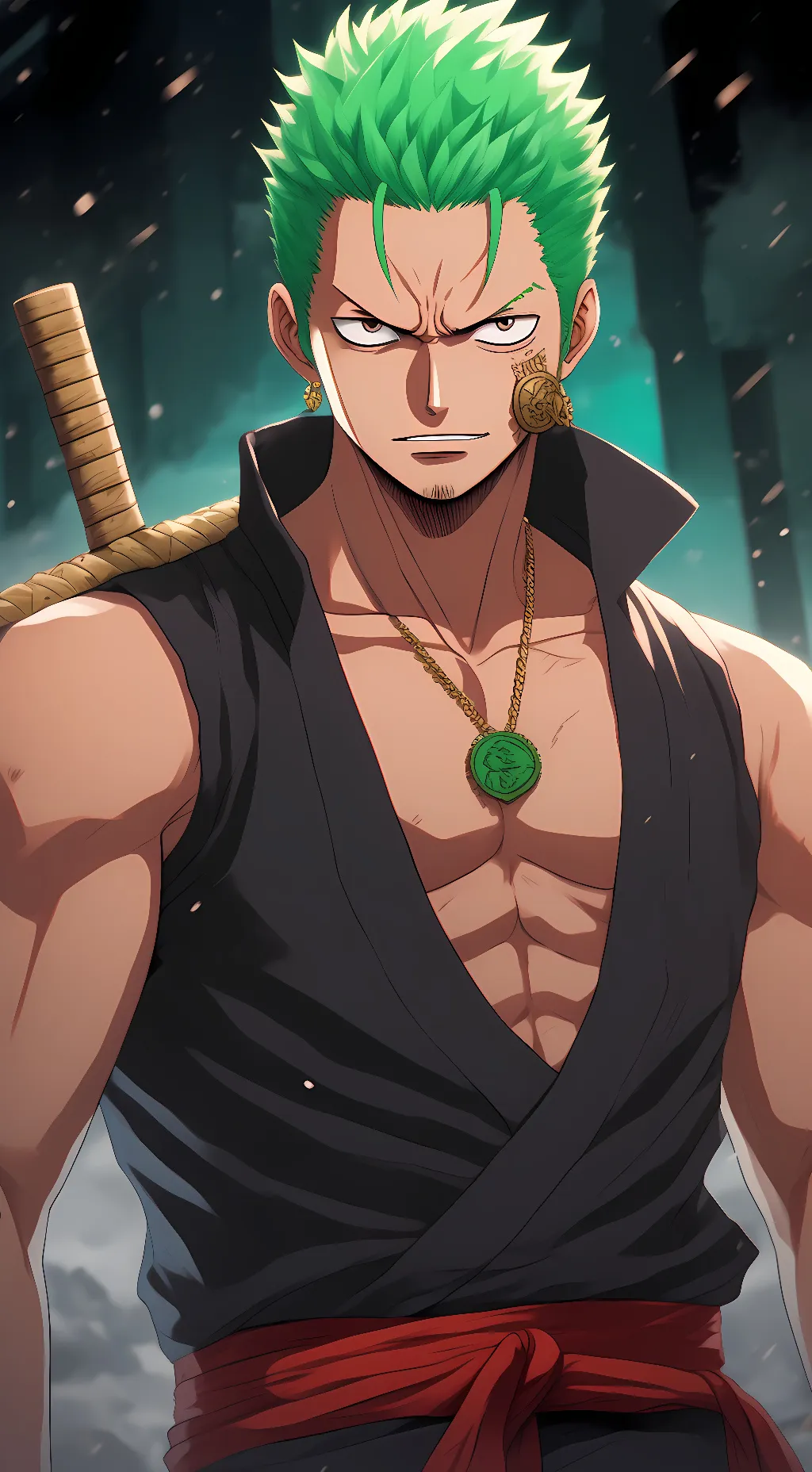 ai character: zoro  background