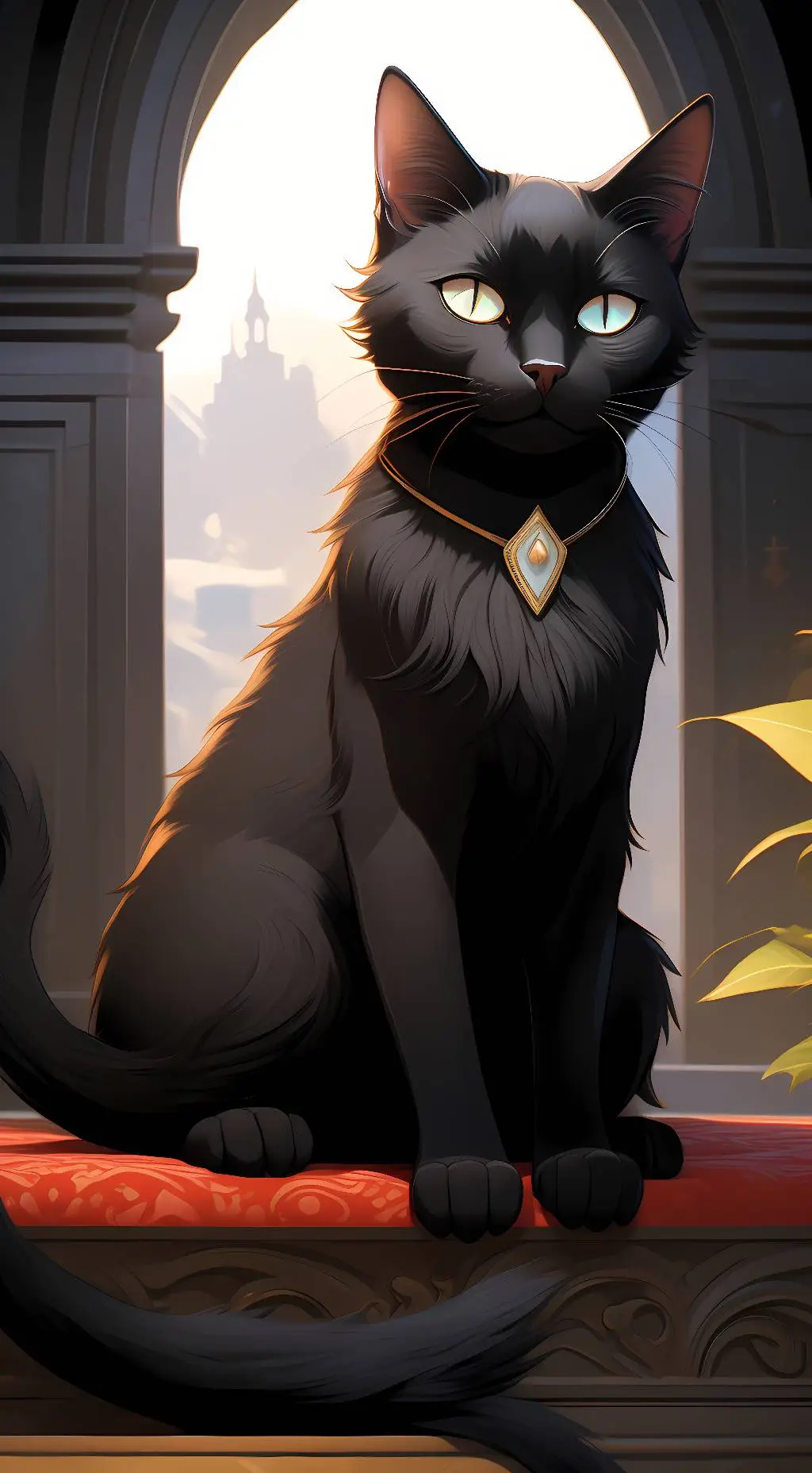 ai character: Cat and tea background