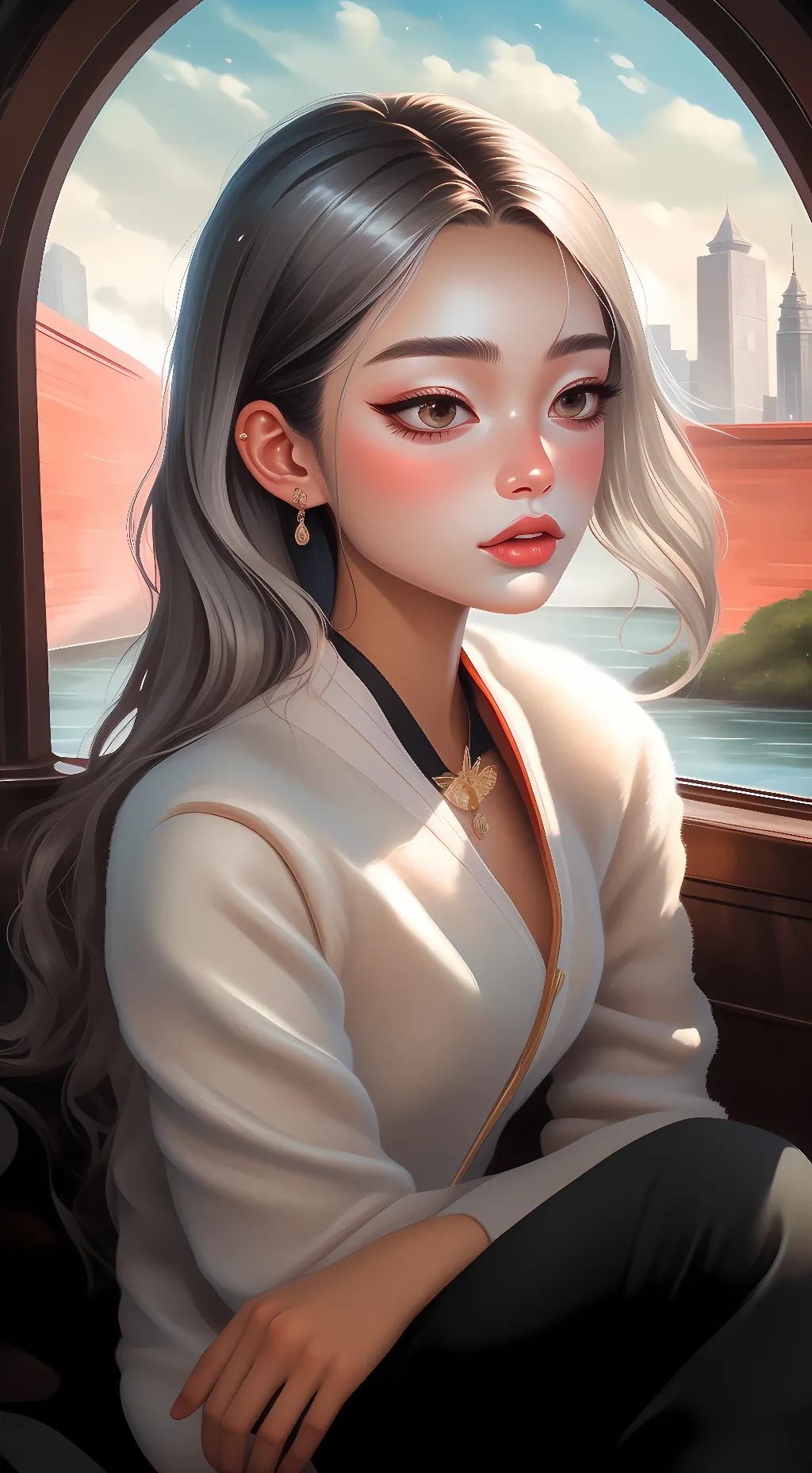 ai character: Camera girl background