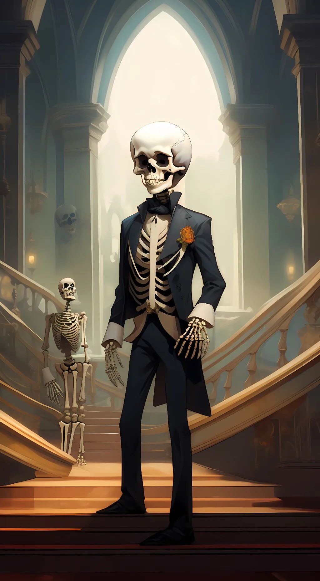 ai character: big brain skele background