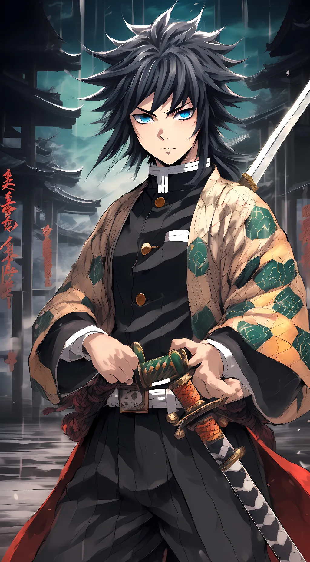 ai character: Giyu tomioka background