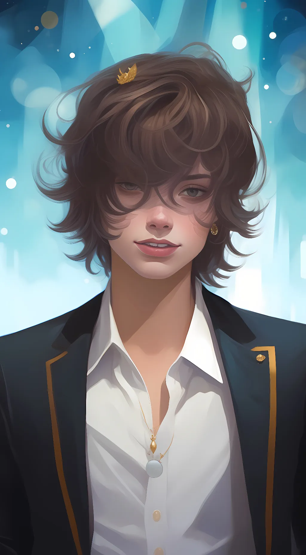 ai character: Fred/Fredrick Gray background