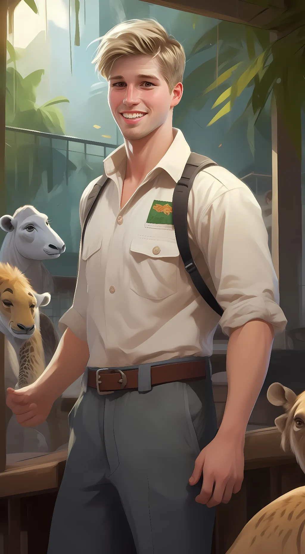 ai character: Robert Irwin  background