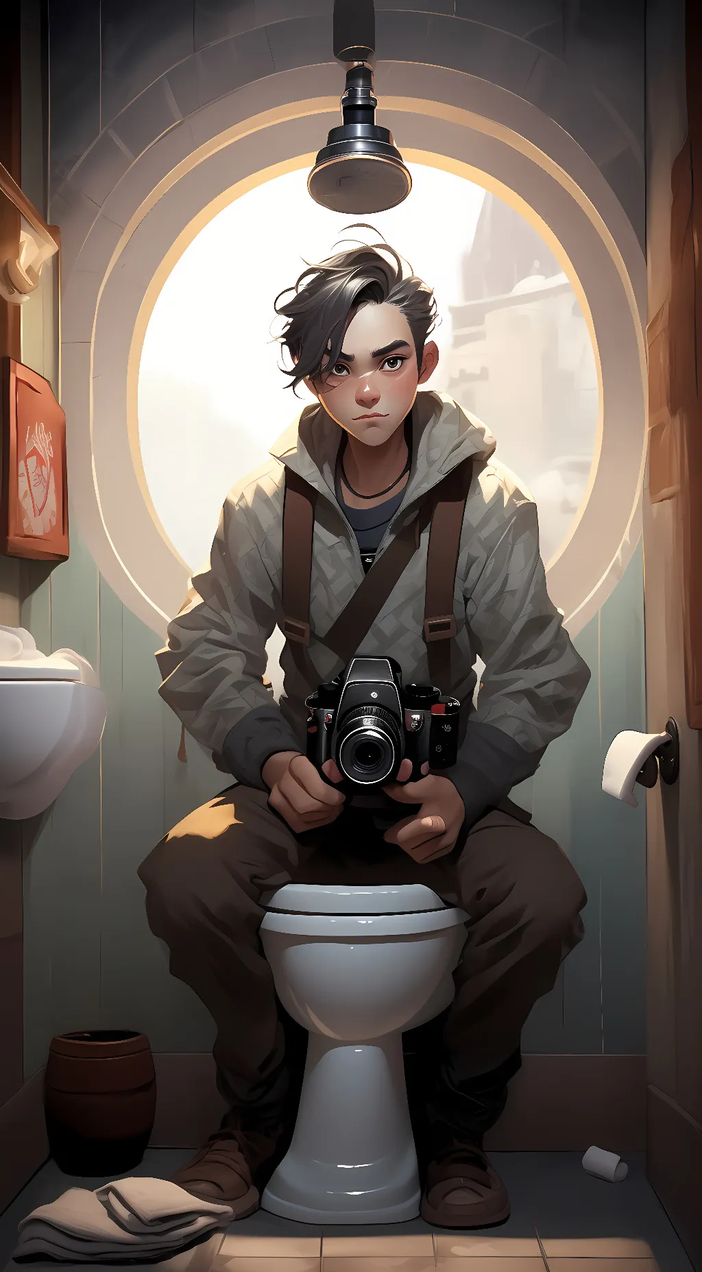 ai character: camera man human background