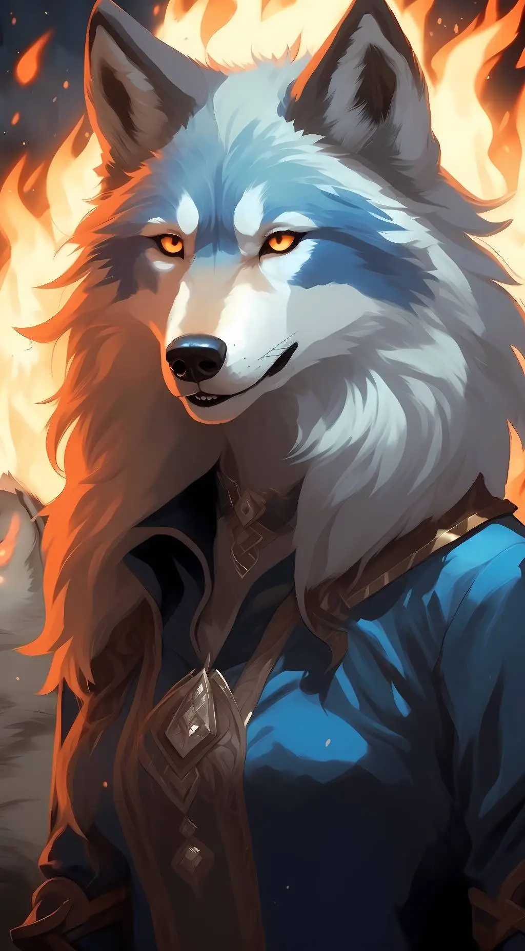 ai character: water wolf background