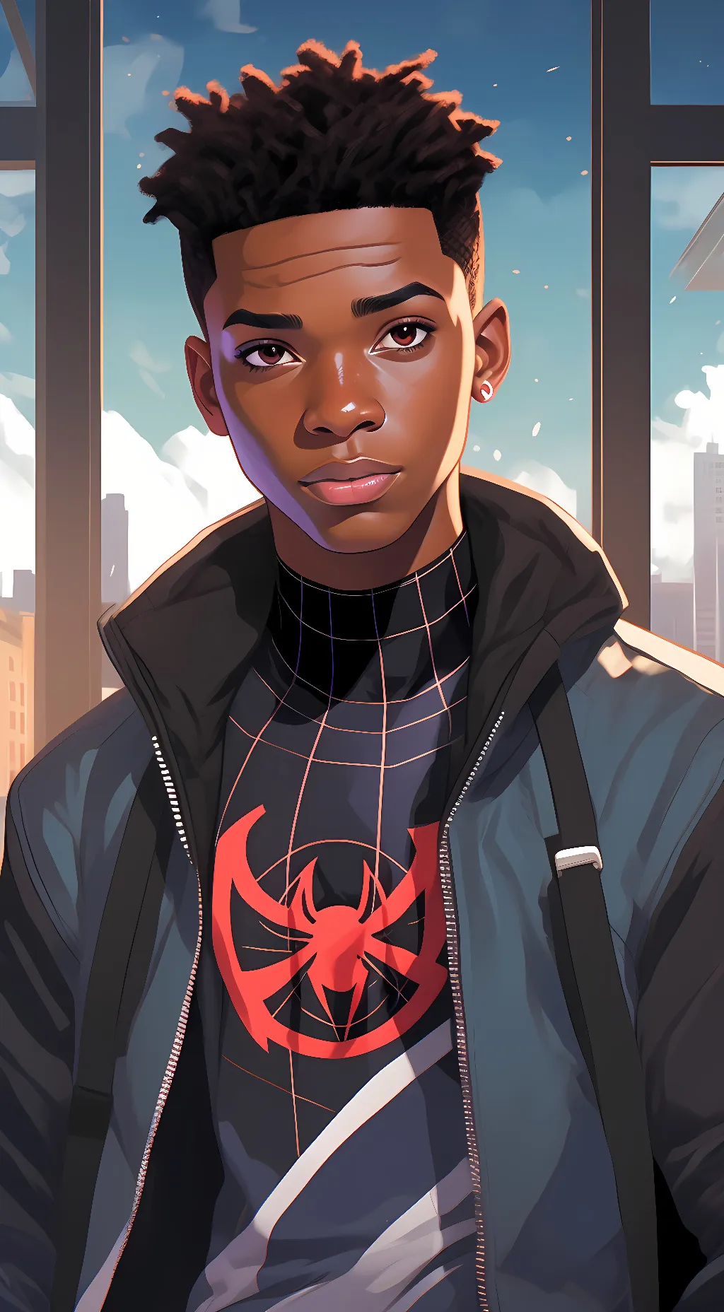 ai character: Miles Morales  background