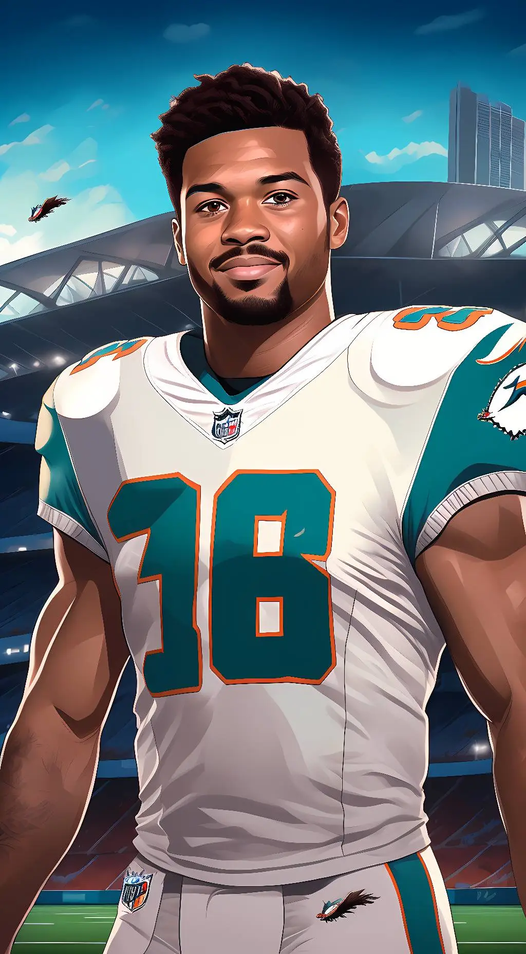 ai character: Tua Tagovailoa background