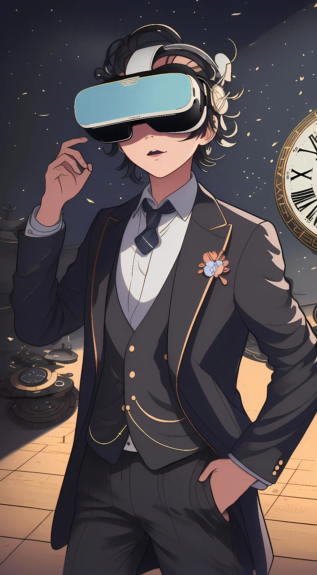 ai character: clock man vincent background