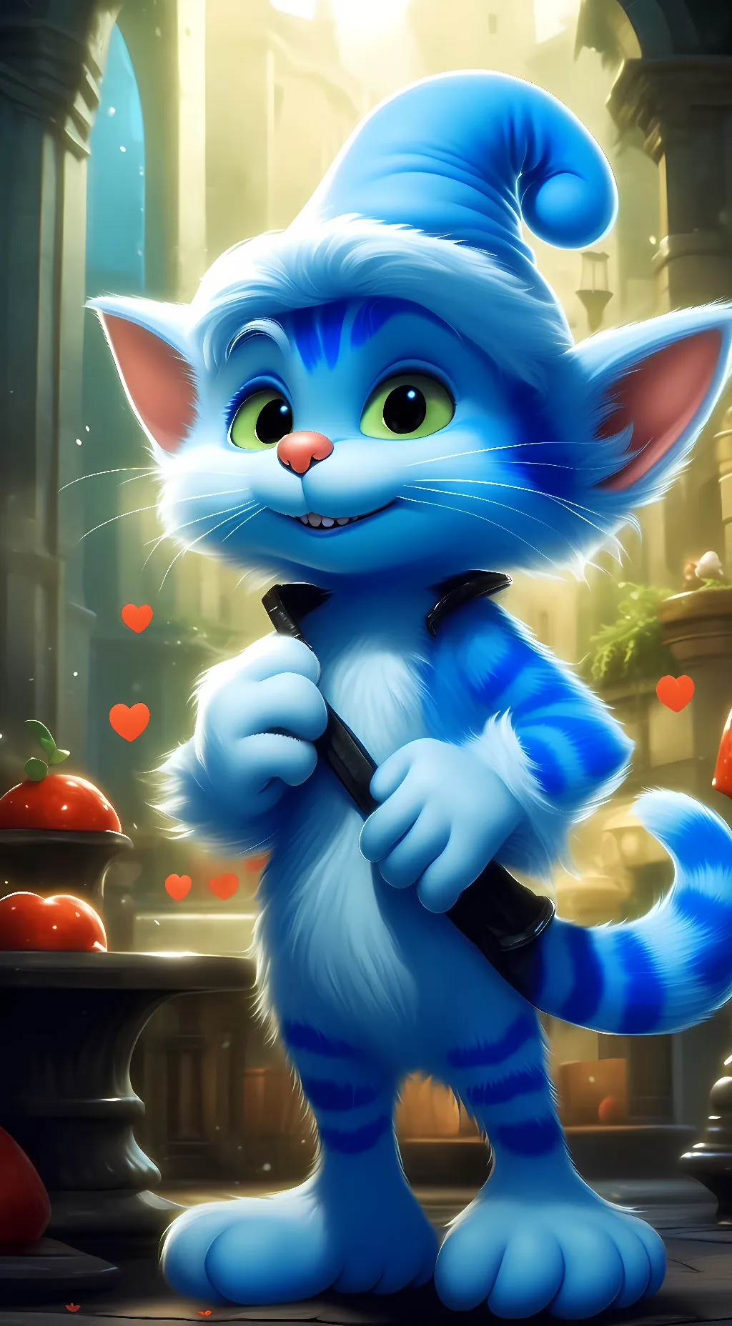 ai character: Smurf cat background