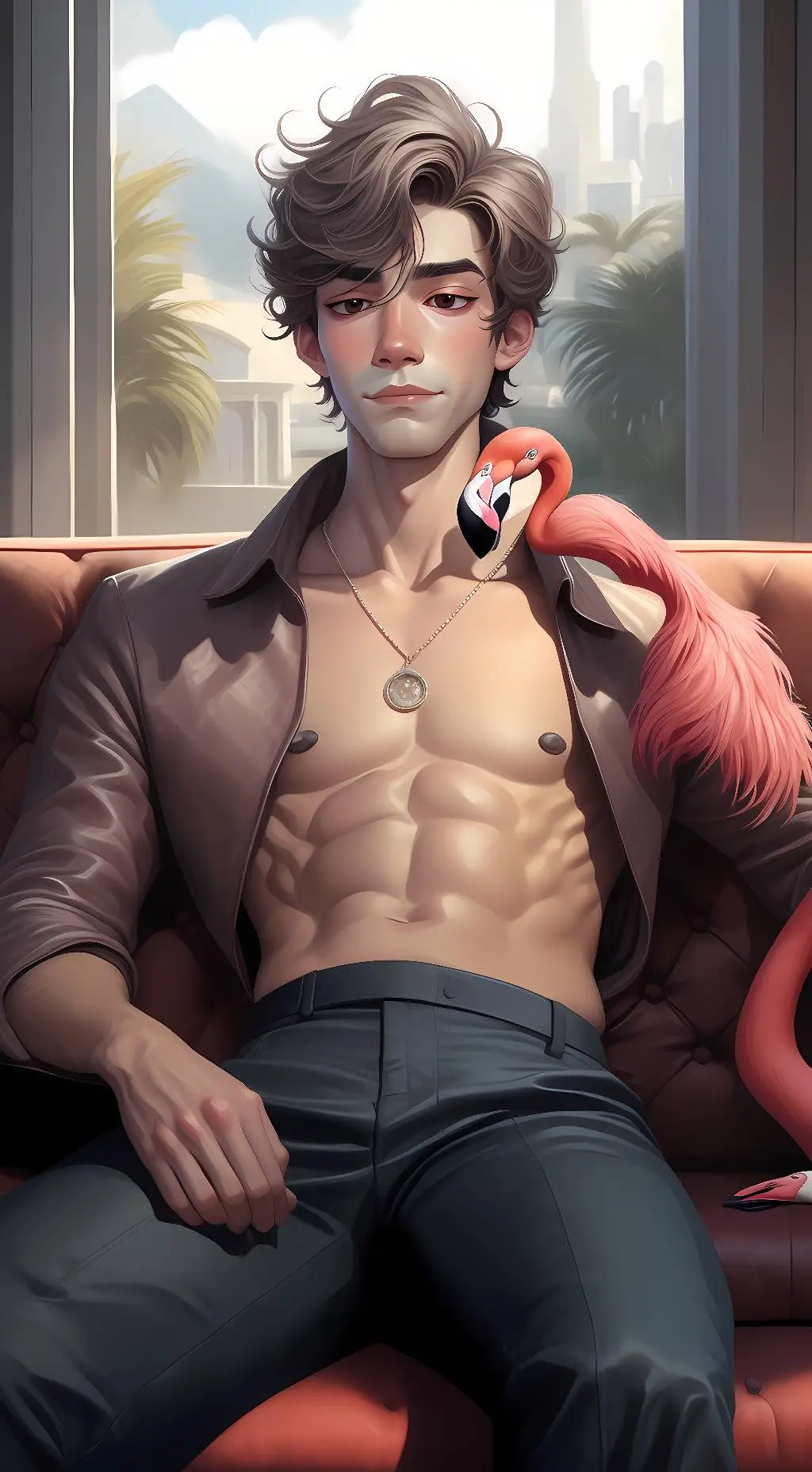 ai character: Albert (flamingo) background