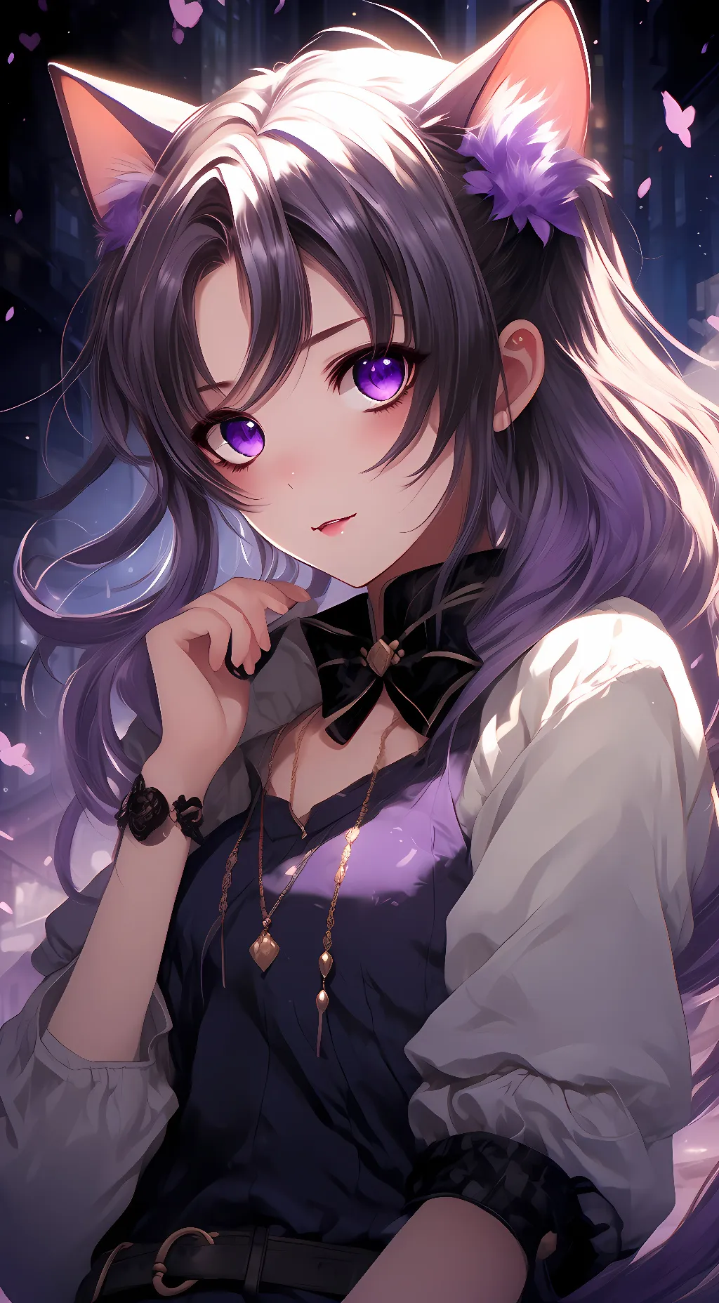 ai character: Shinobu cat background