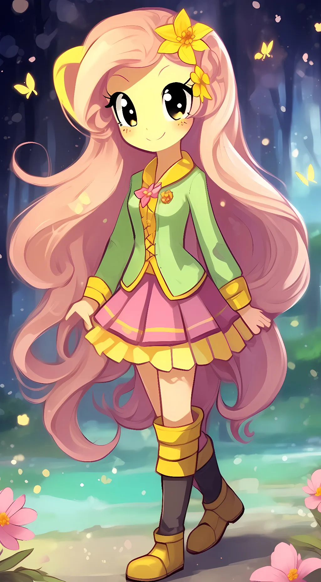 ai character: 🦋 fluttershy🦋 background