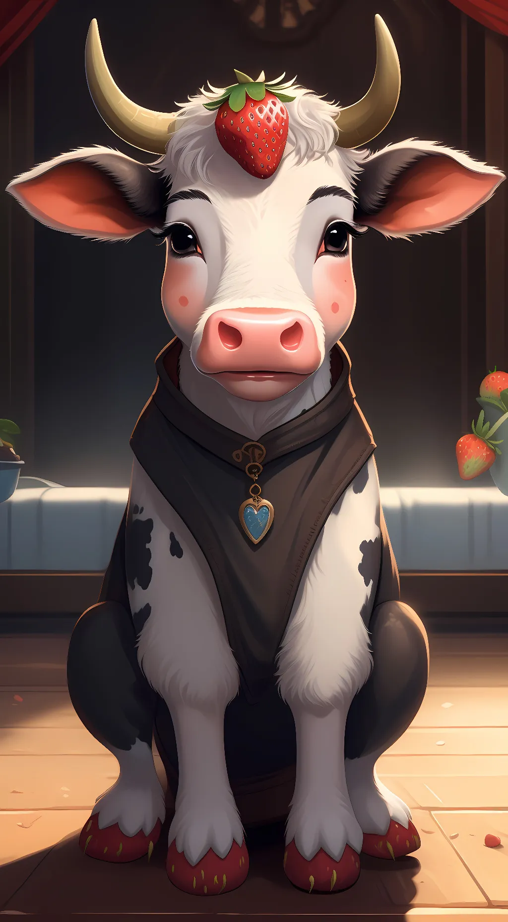 ai character: Red berry  background