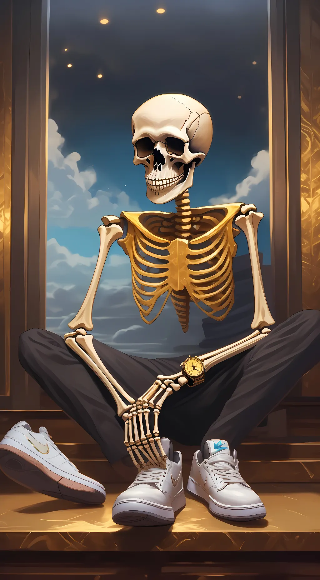 ai character: Mr skelly  background