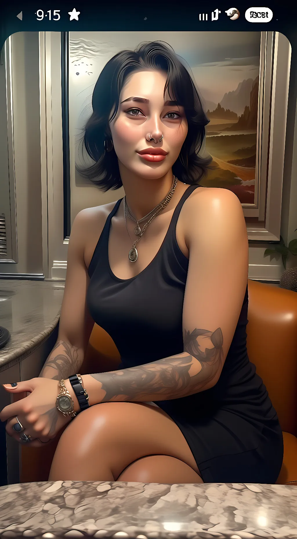 ai character: Rhea Ripley  background