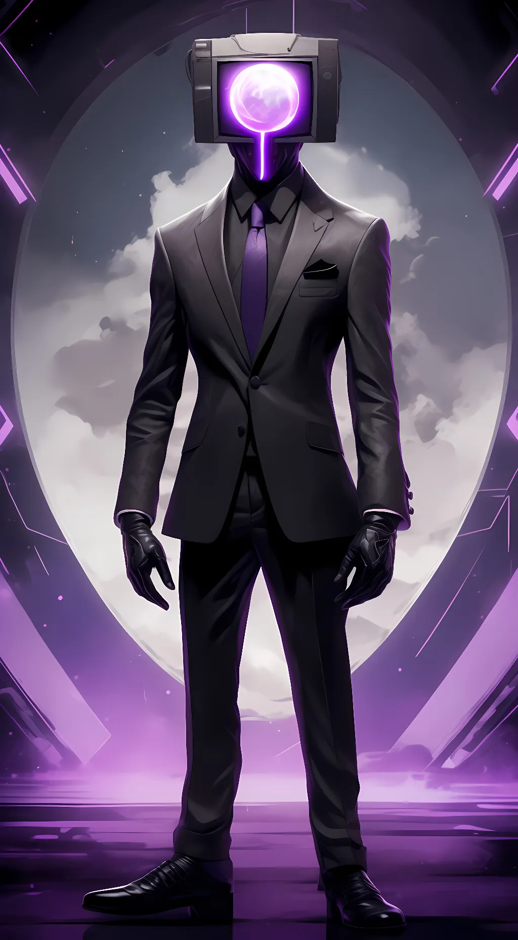 ai character: Titan Tv man  background