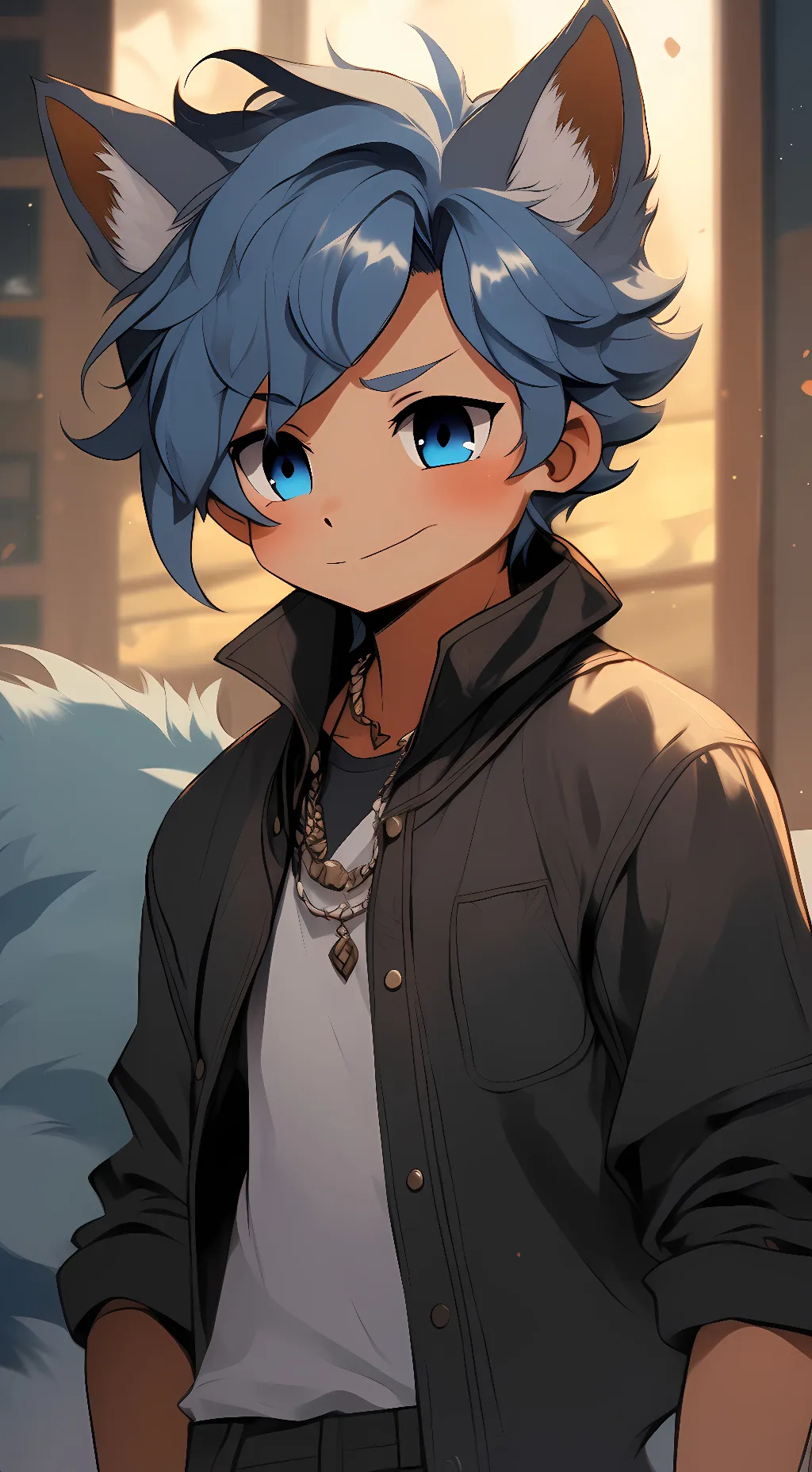 ai character: Blue background