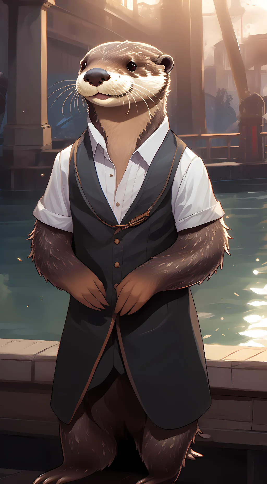 ai character: otter furry background