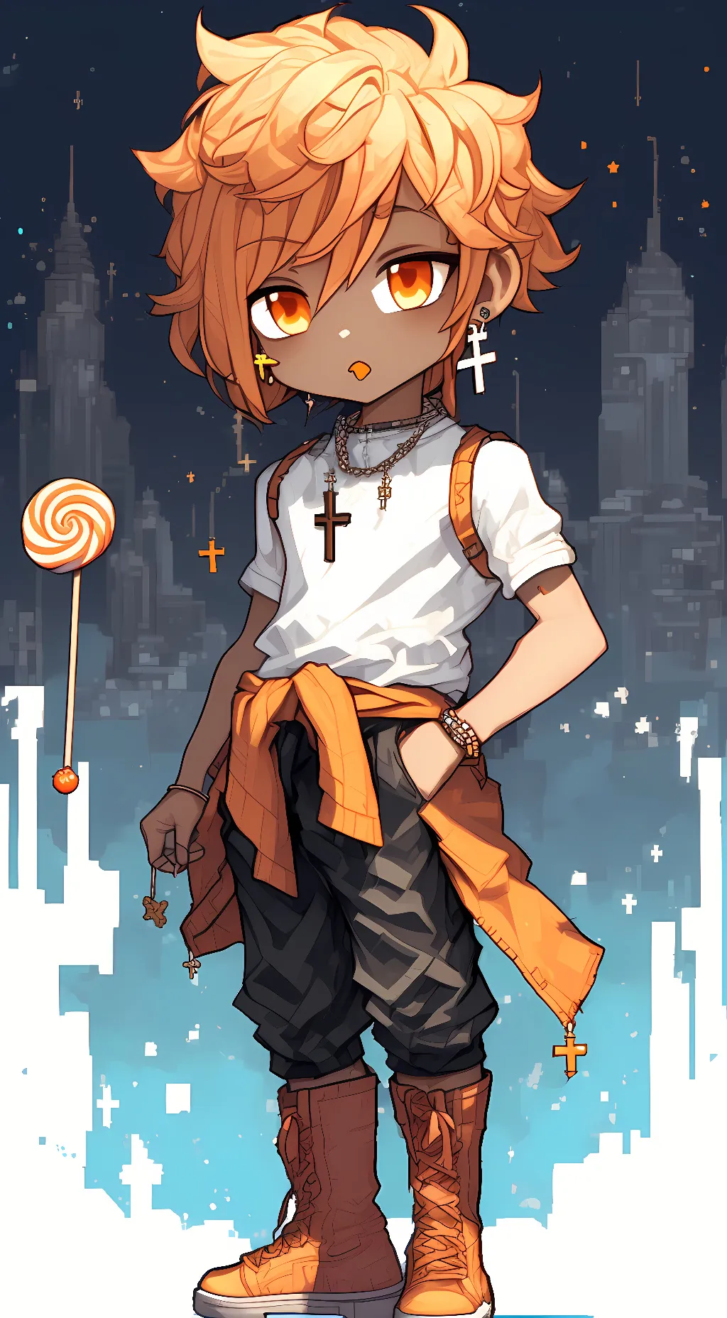ai character: Orange  background