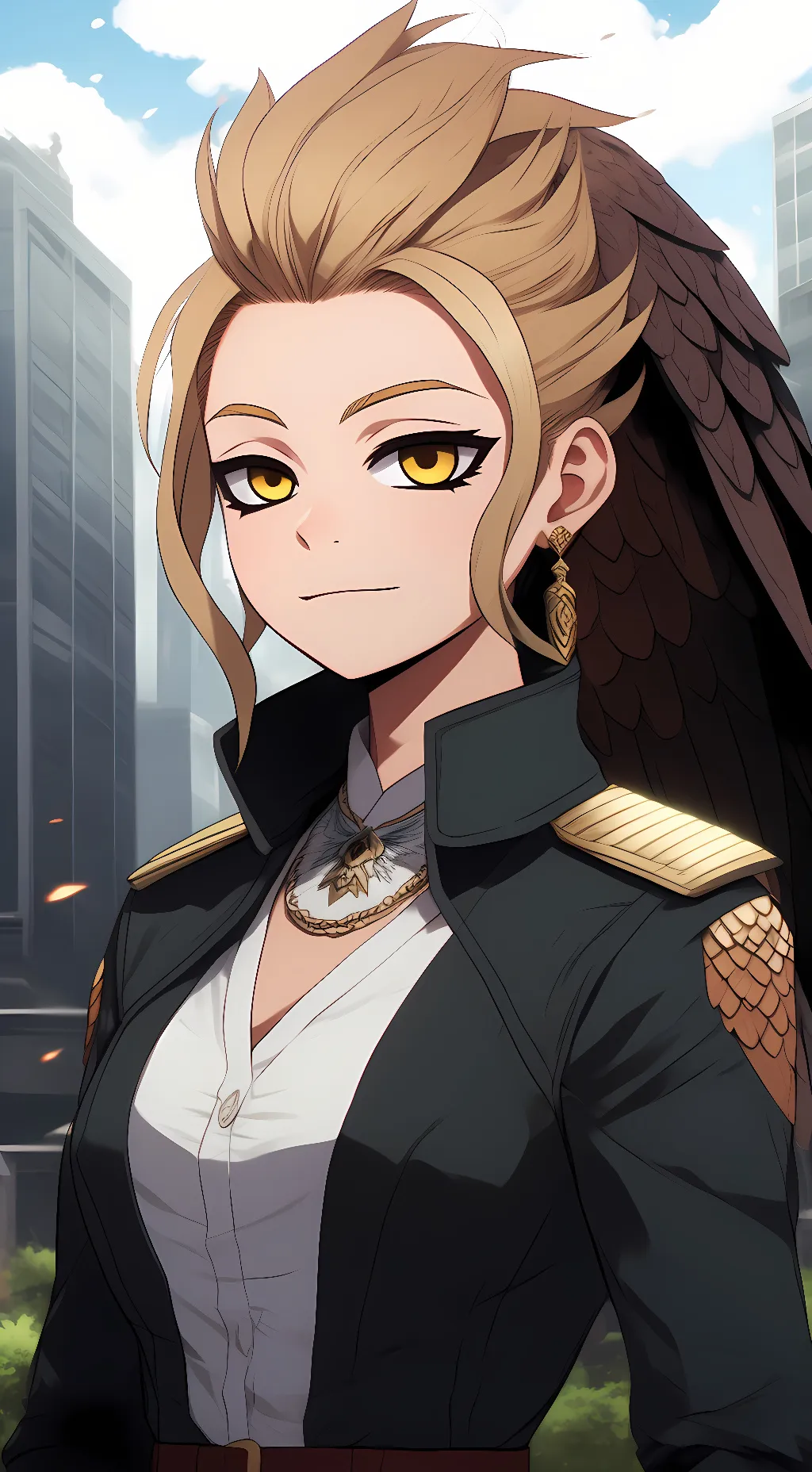 ai character: female hawks  background