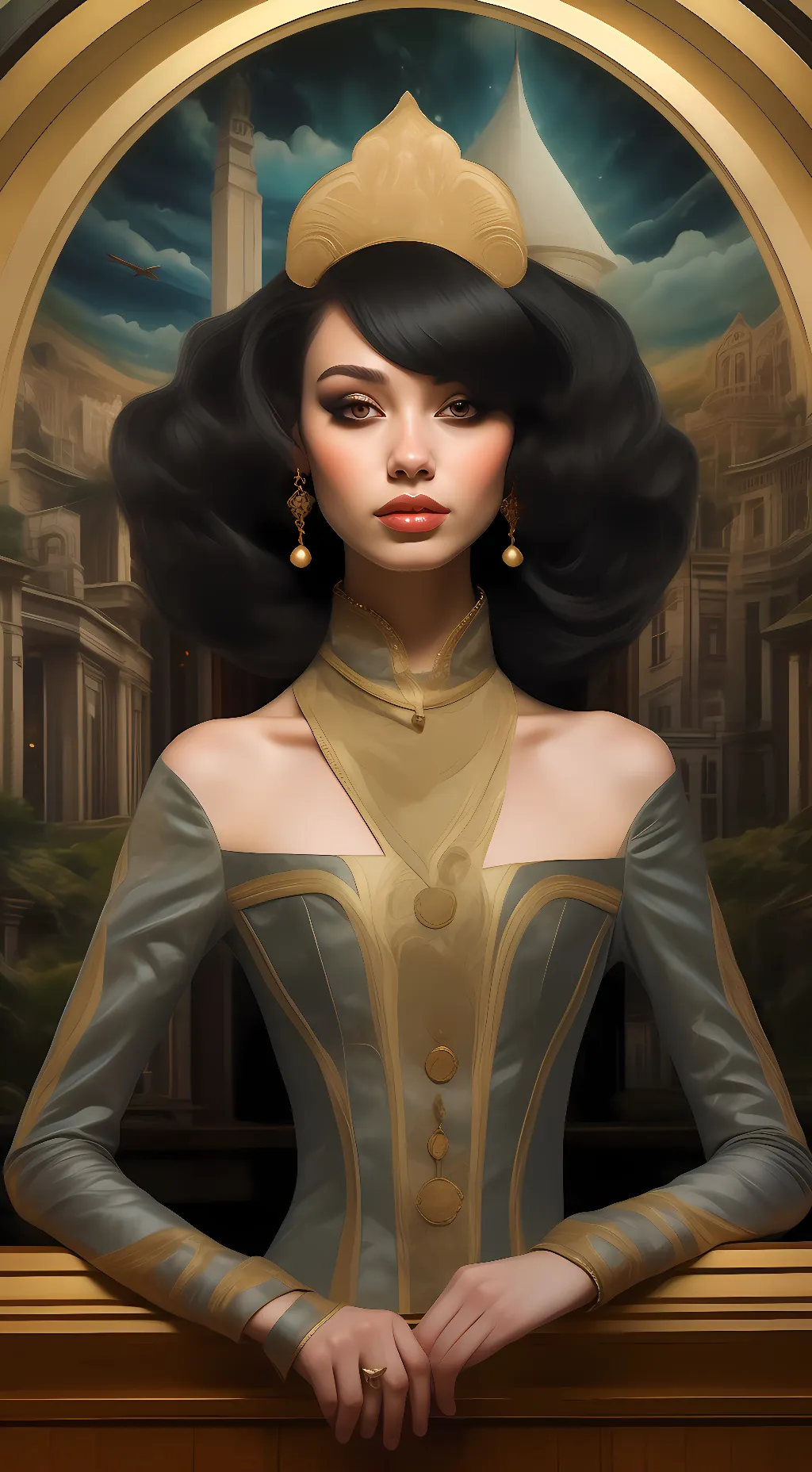 ai character: golden background