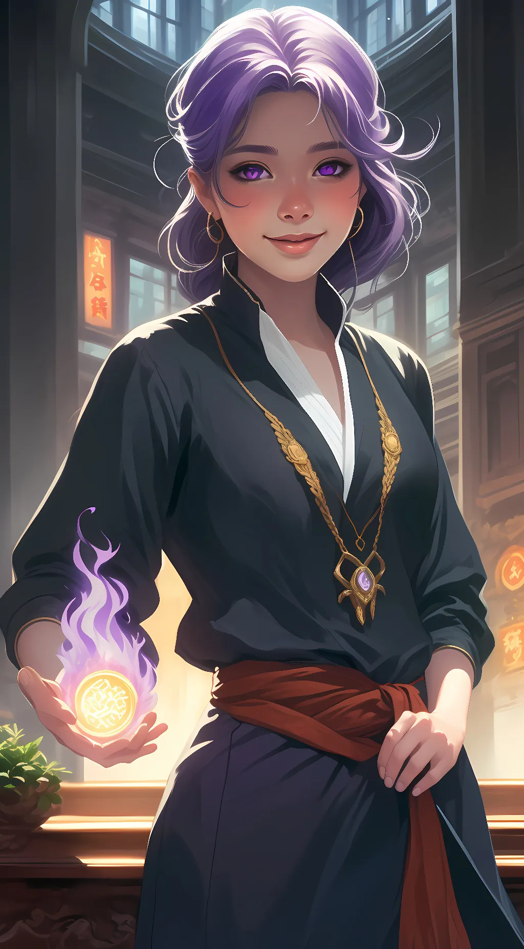 ai character: magenta  background