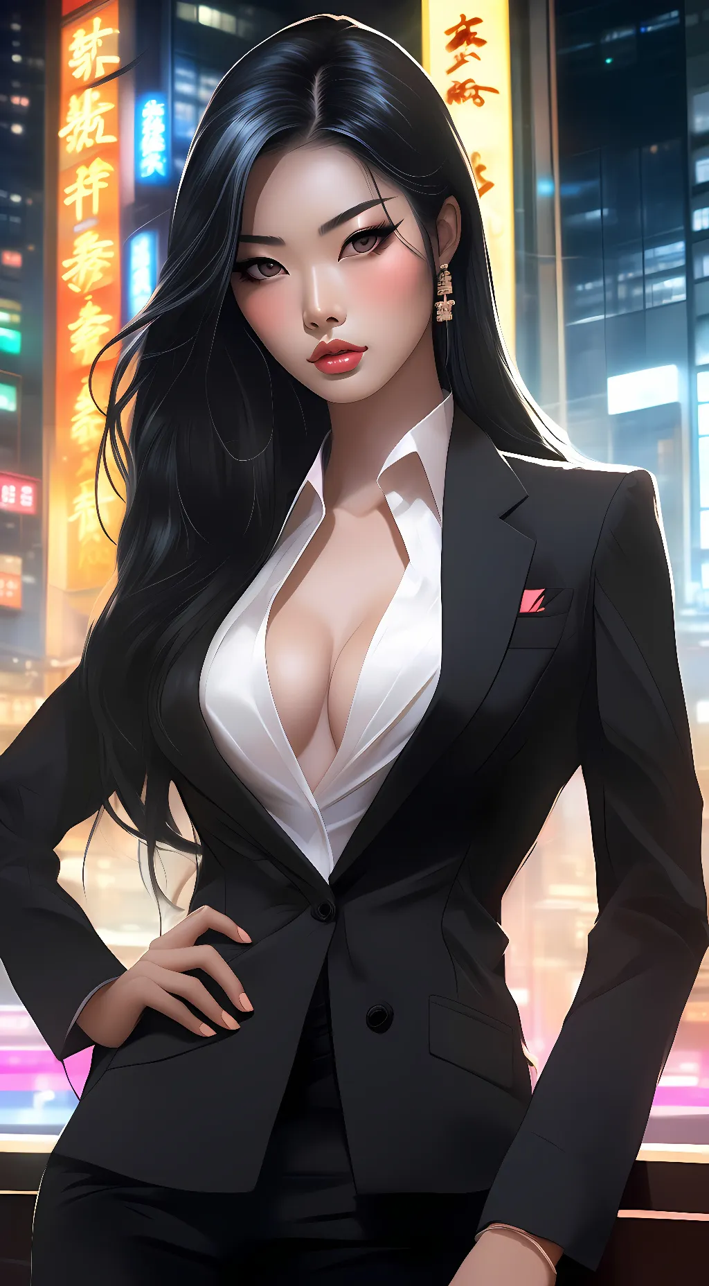 ai character: 女性社長 亜希子 background