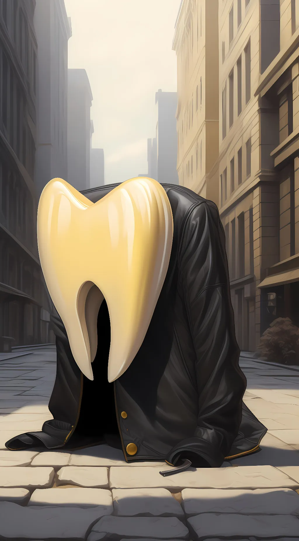 ai character: T O O T H background