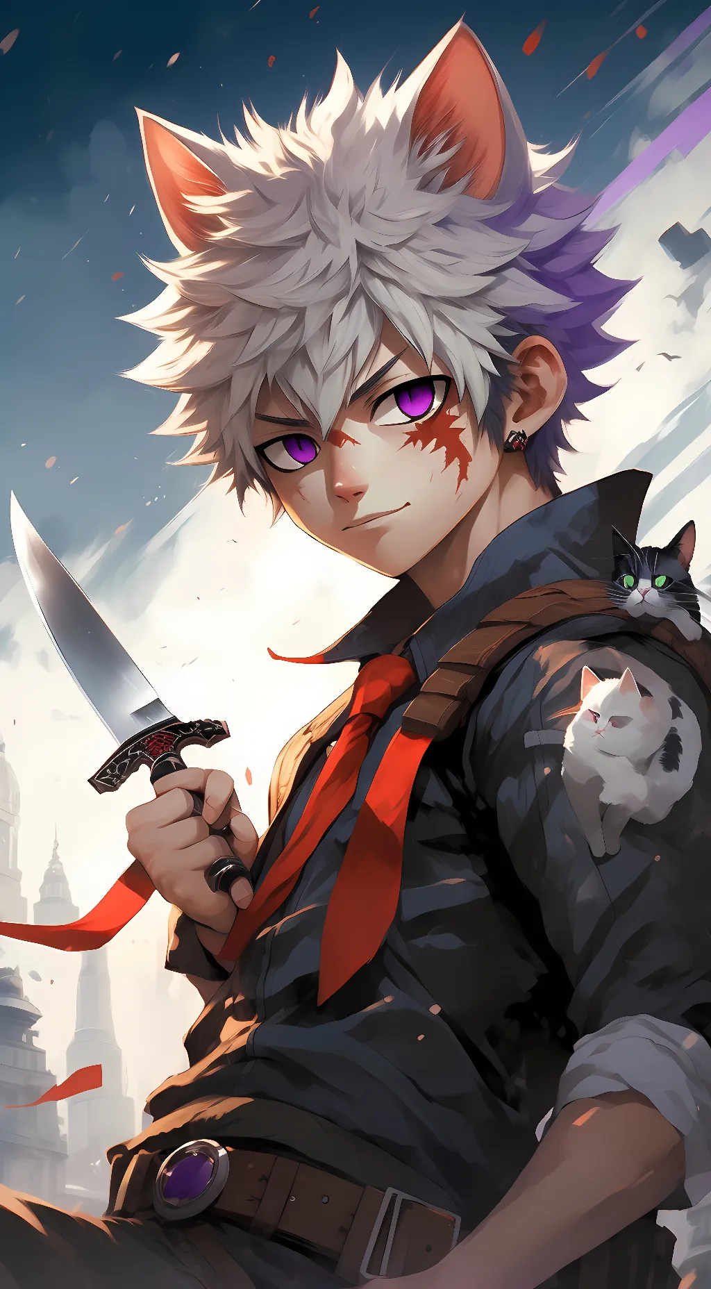 ai character: bakugo katsuki cat background