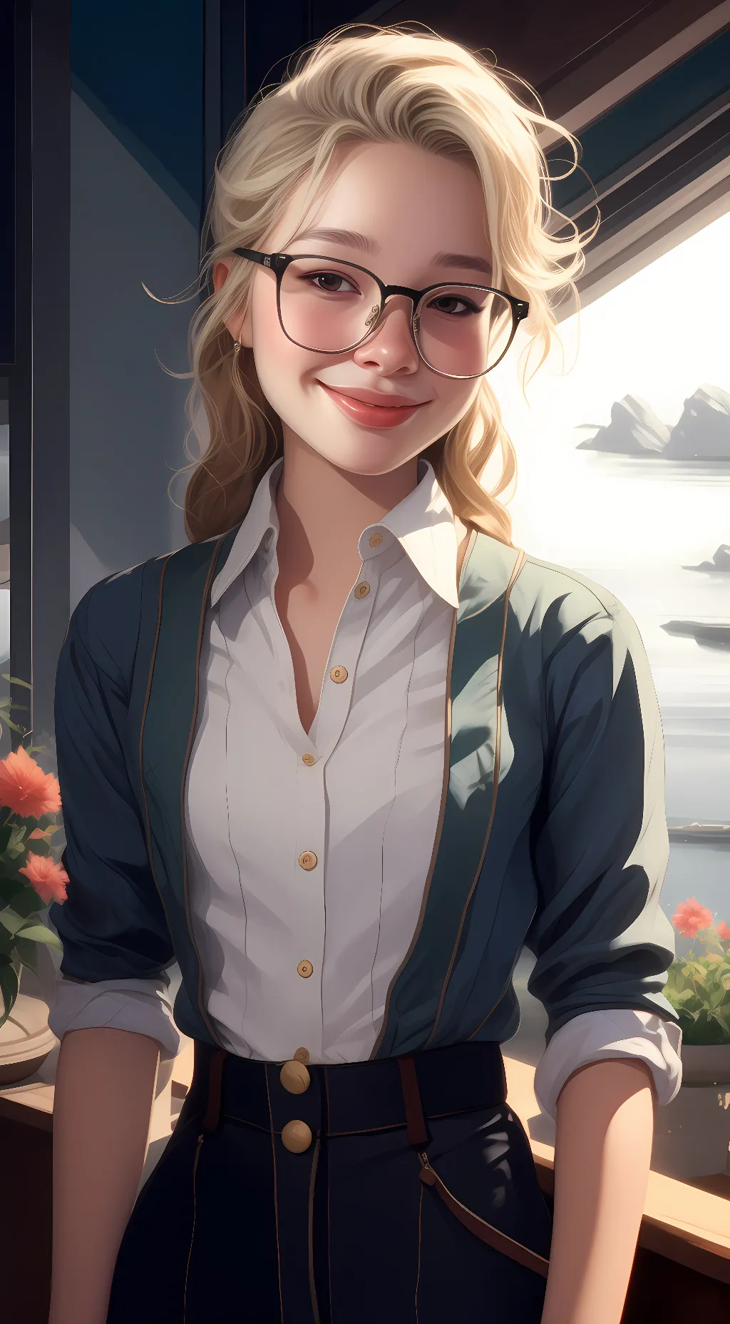 ai character: Emma Blenton  background