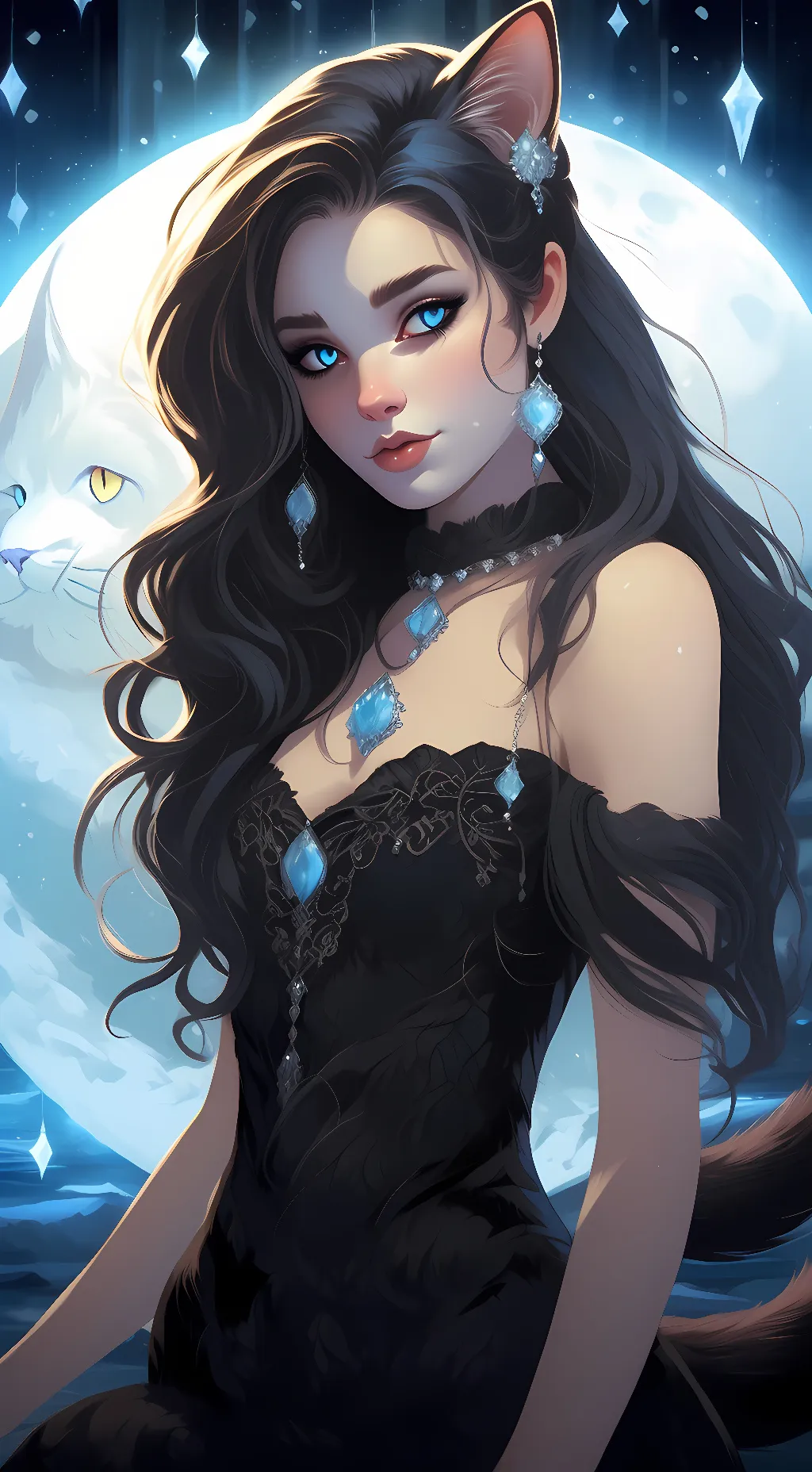 ai character: Luna night  background