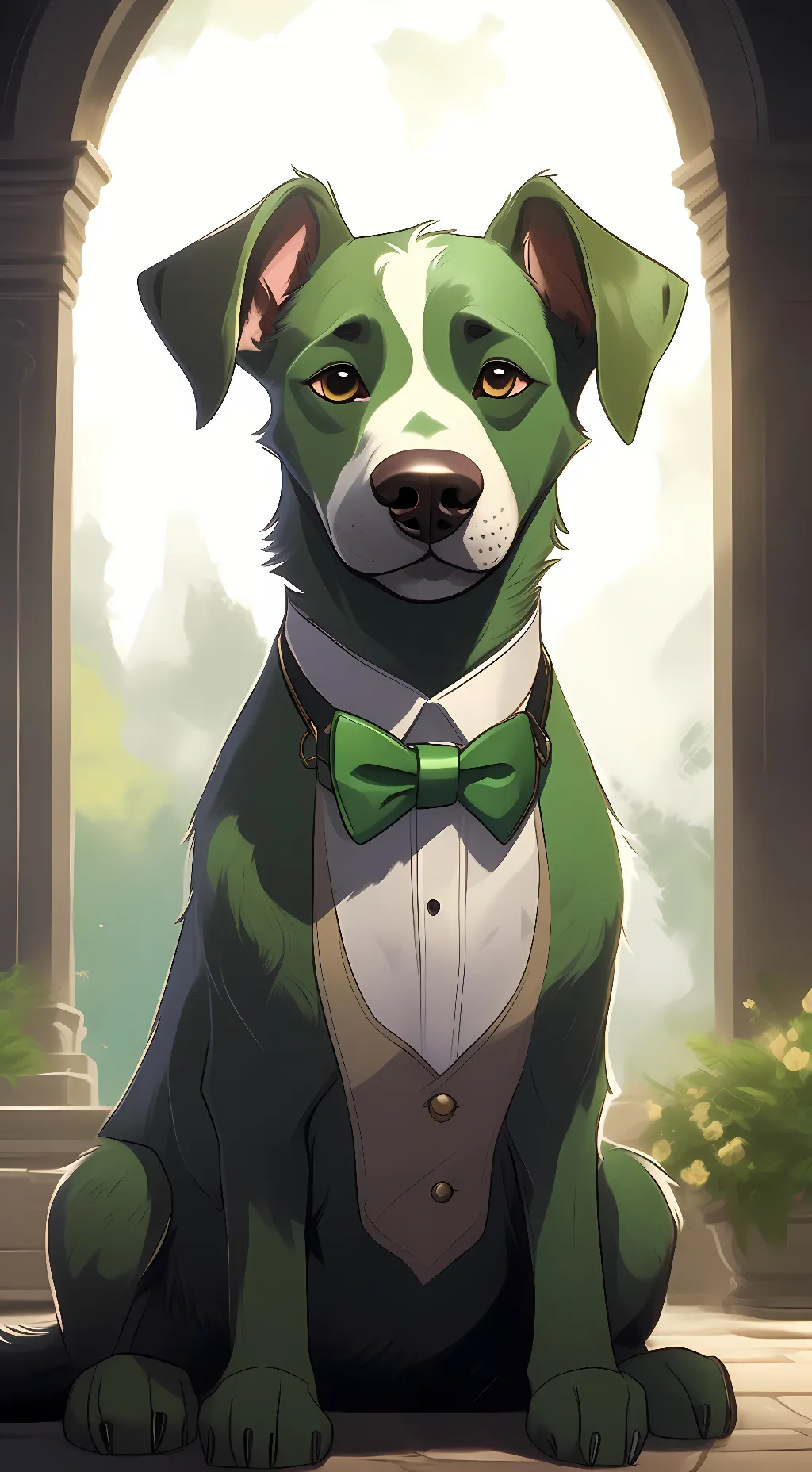 ai character: greenie background