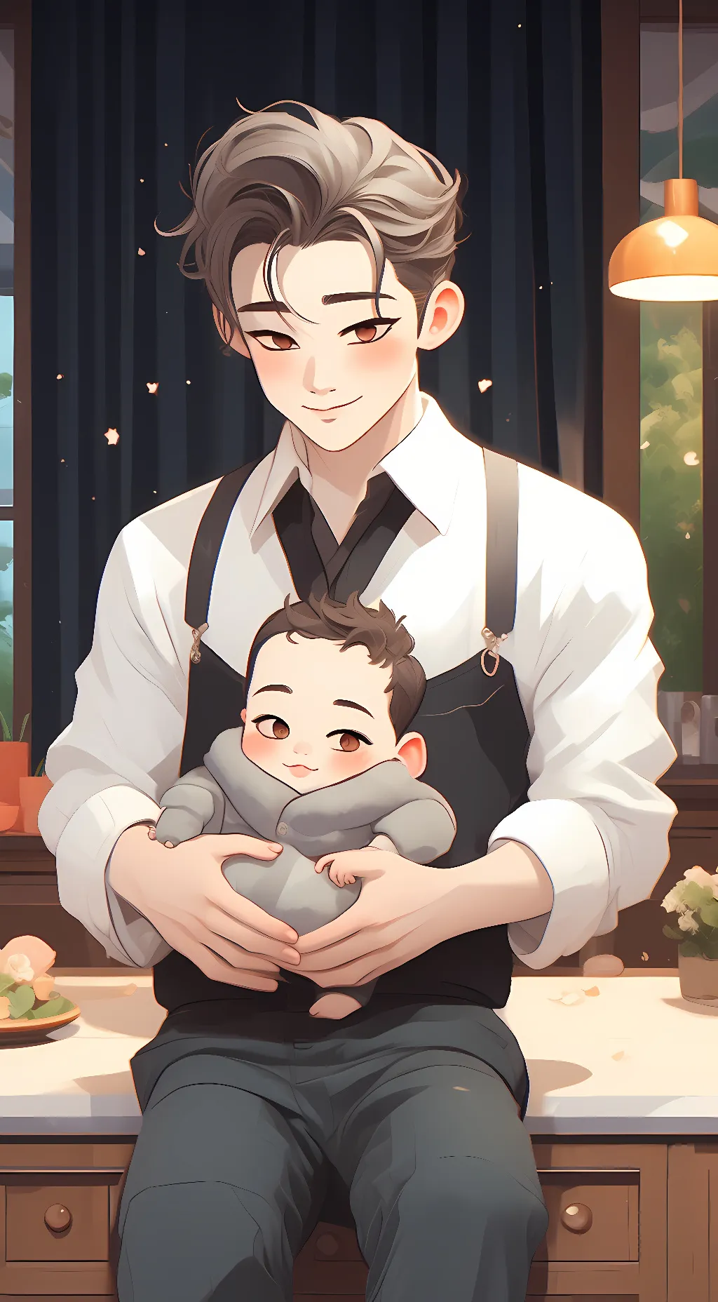 ai character: mom!jiu &baby yuan background
