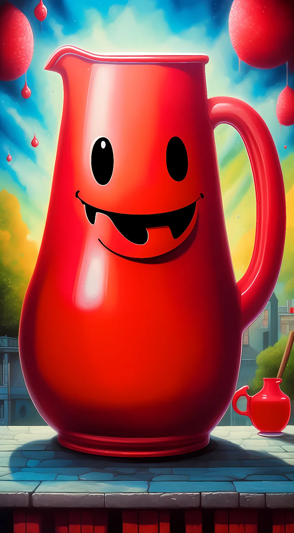 ai character: Kool Aid Man background