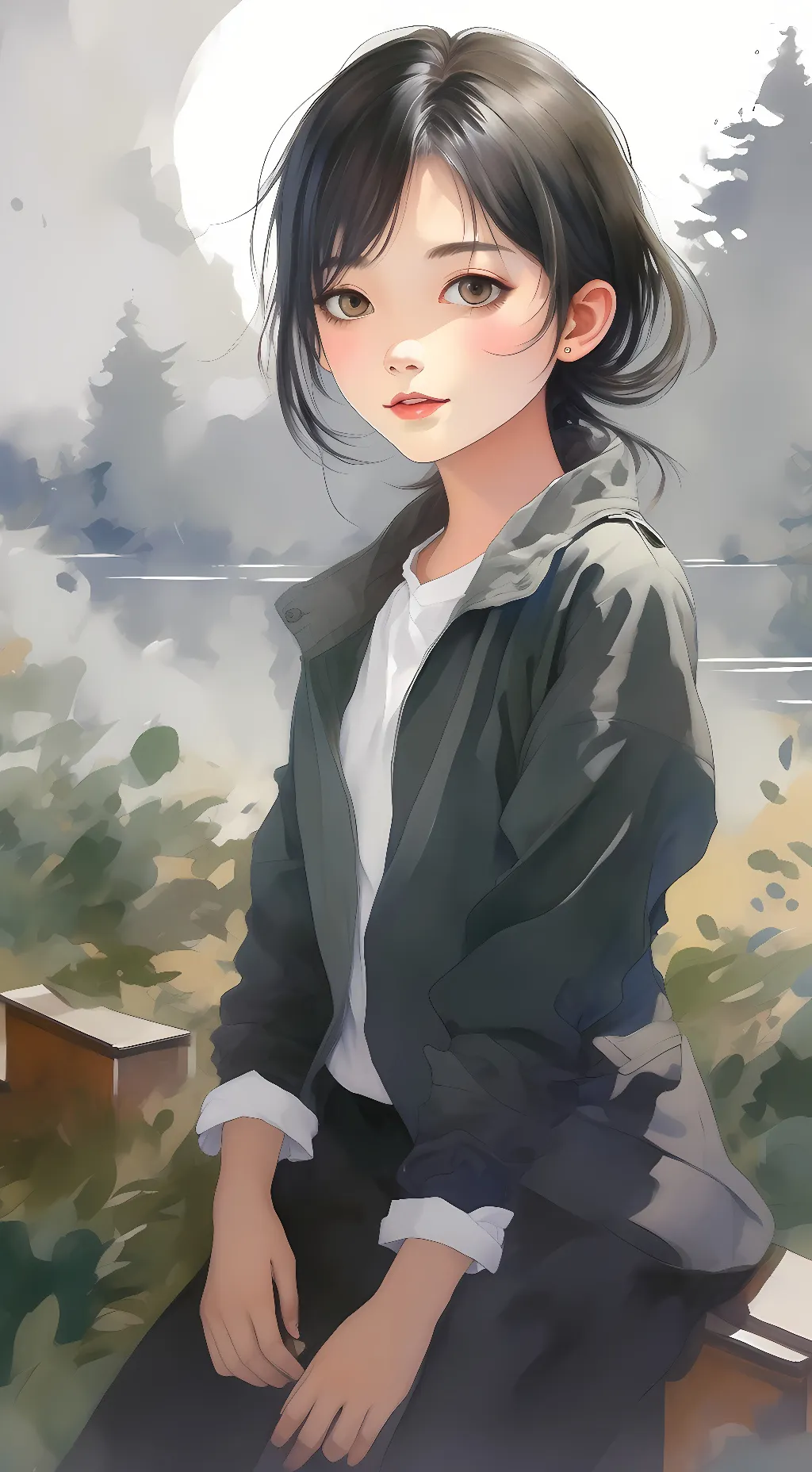 ai character: Violet background