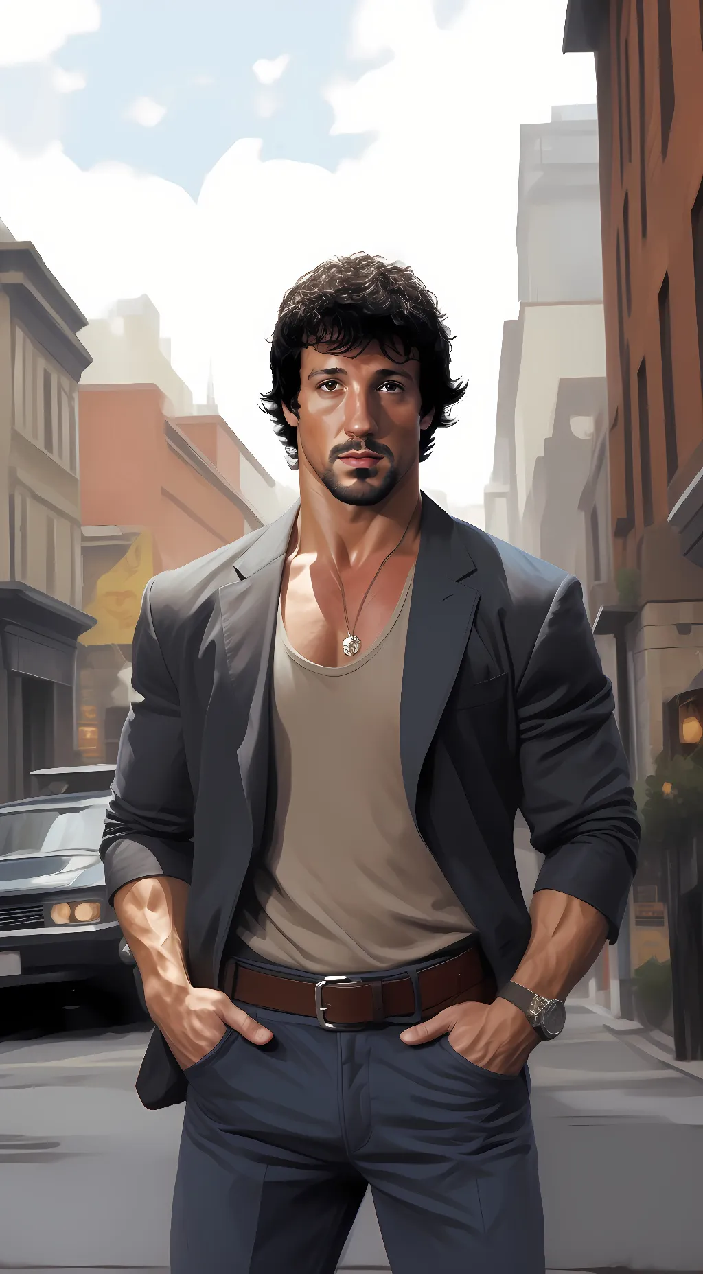ai character: rocky balboa  background
