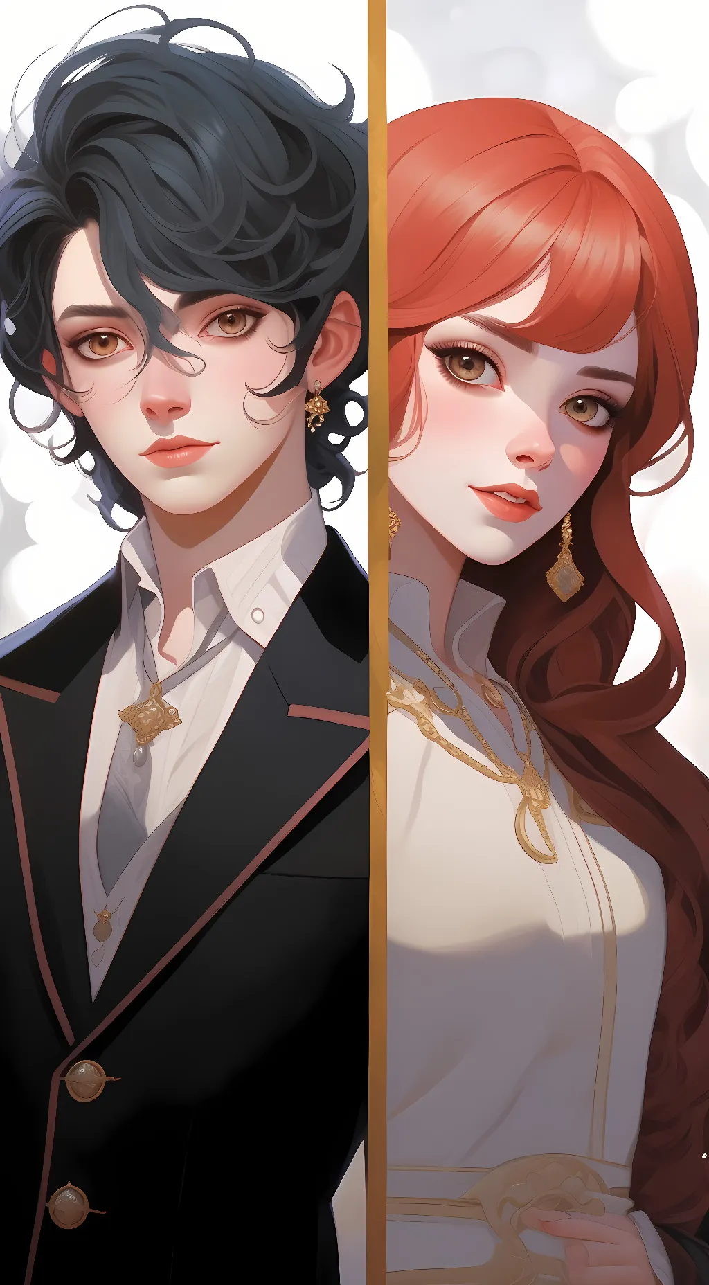 ai character: silver and  gold  background