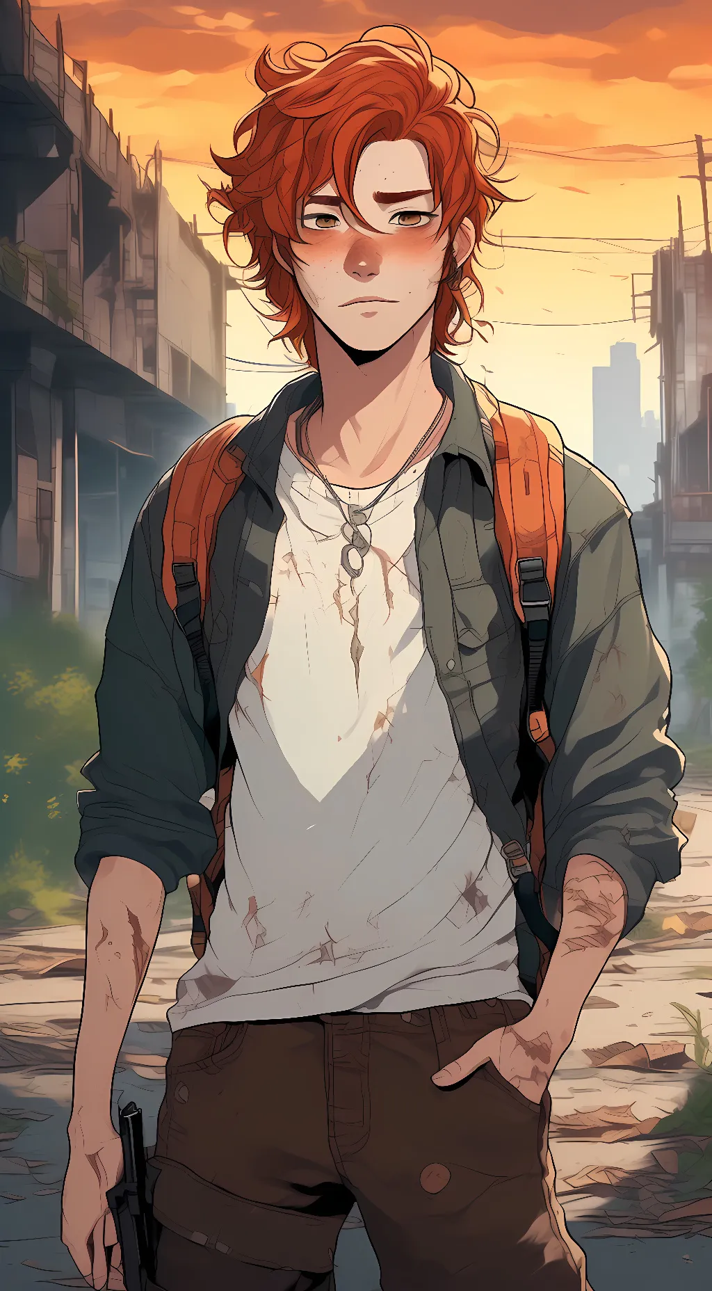 ai character: Red background