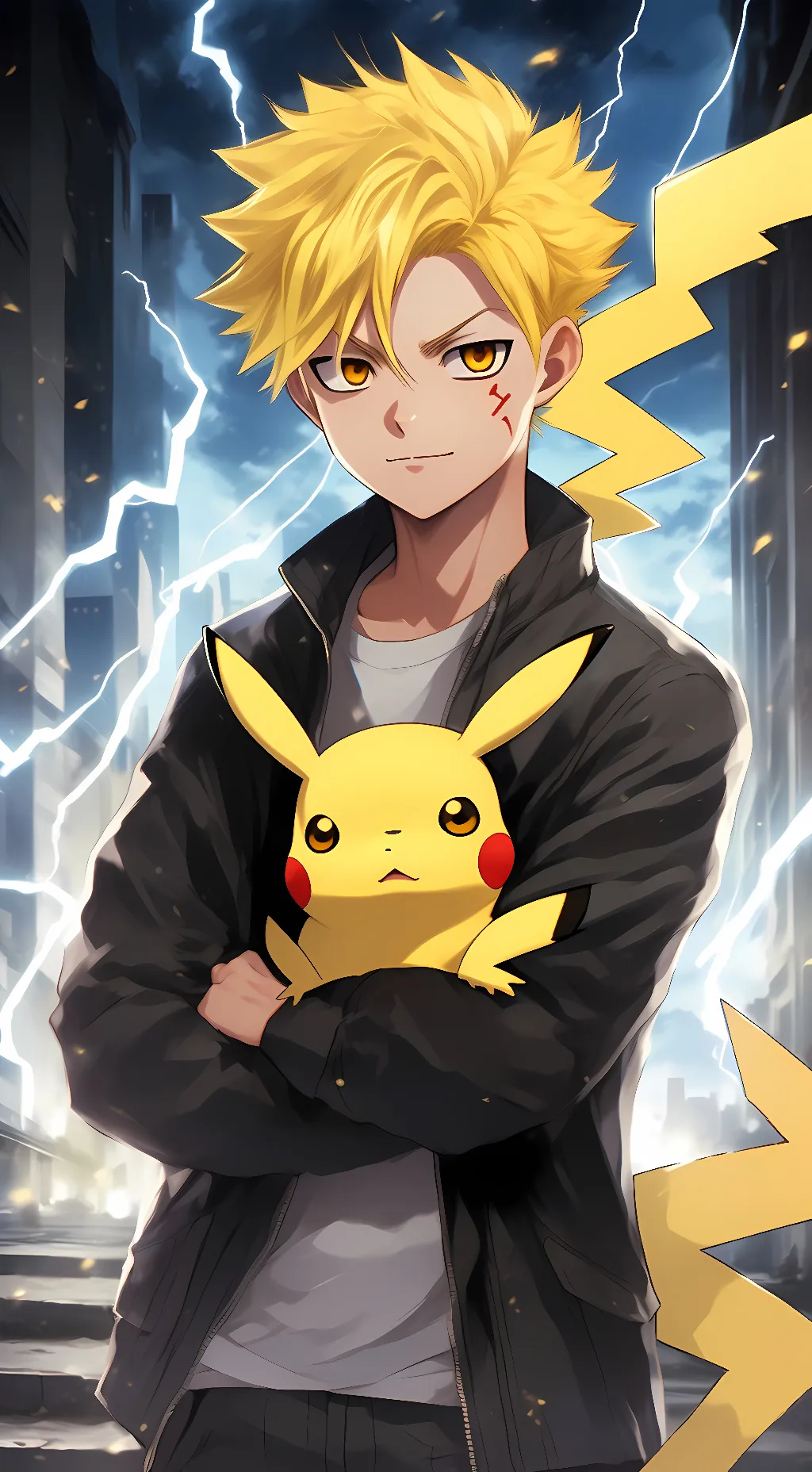 ai character: Denki kaminari  background