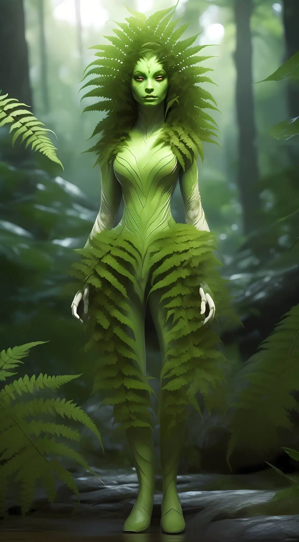 ai character: a Josei fern background