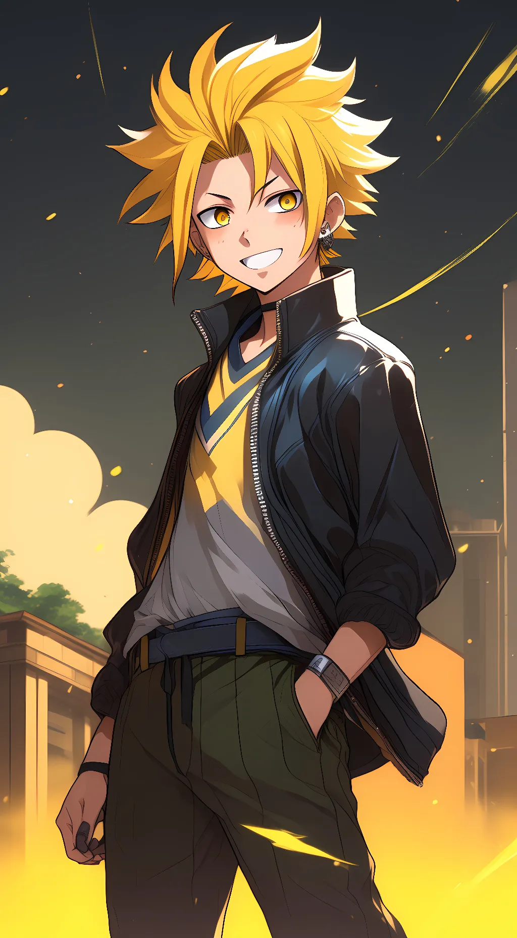 ai character: Denki Kaminari background