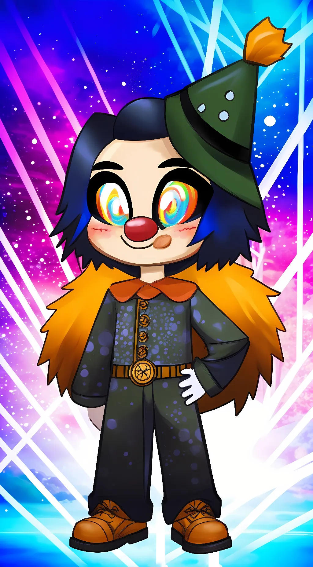 ai character: Peek-a-boo Clown background