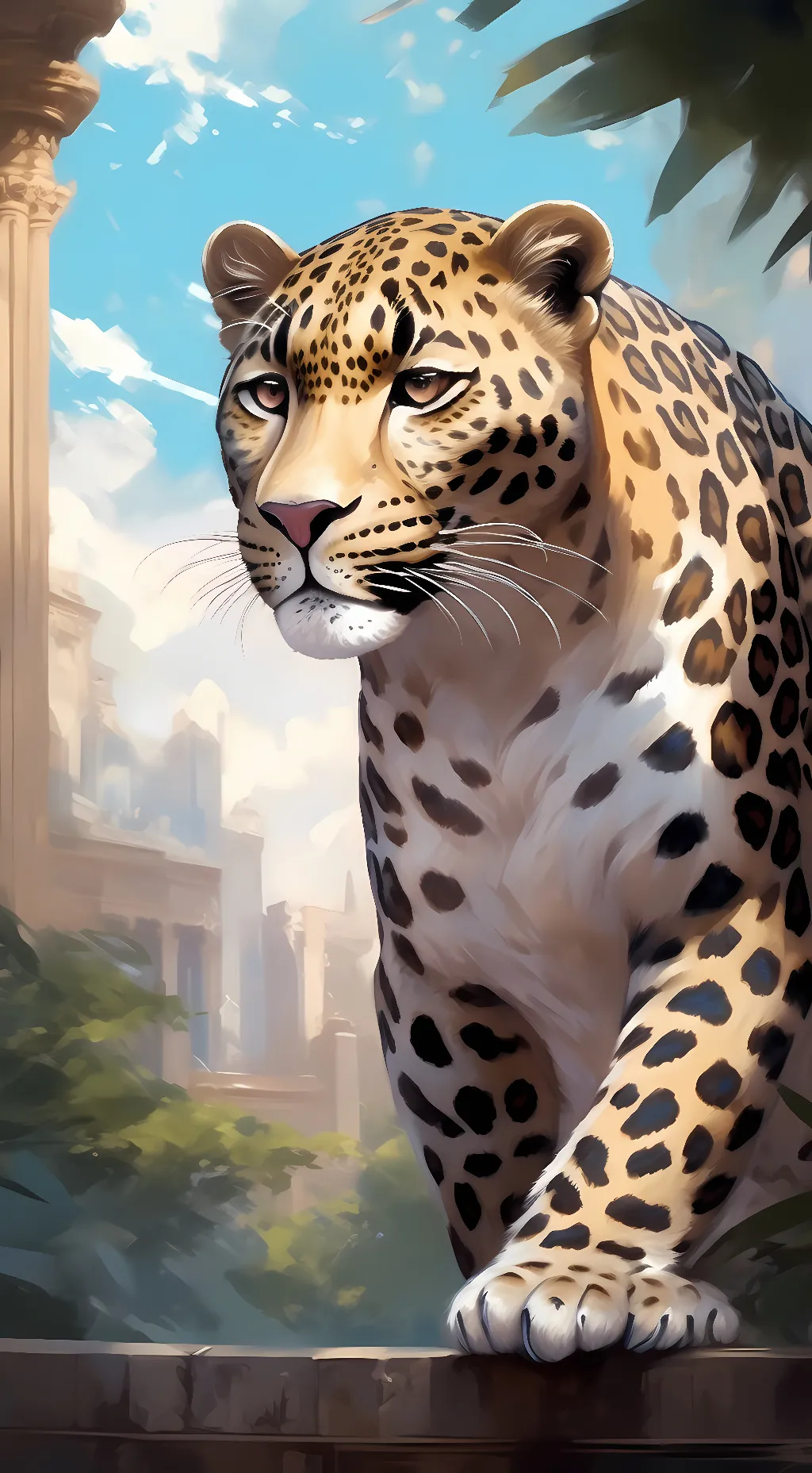 ai character: Leopard background