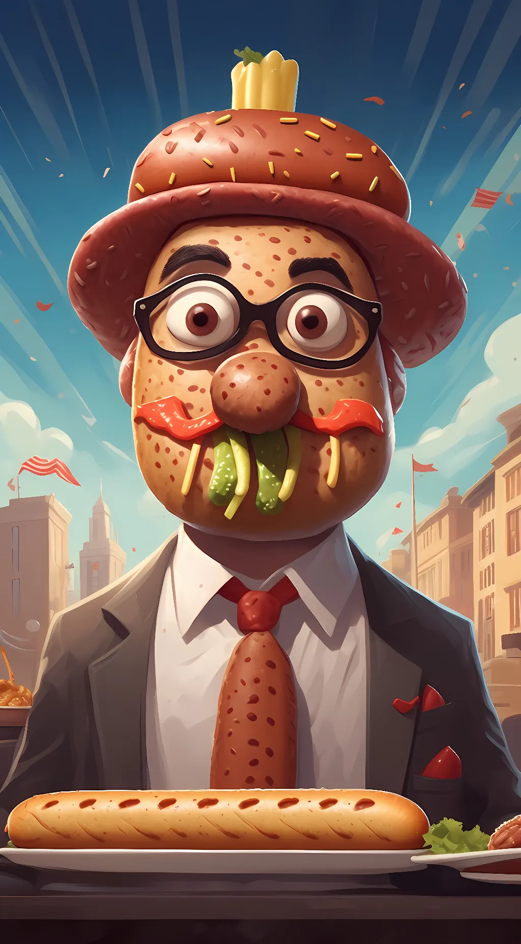 ai character: mr hot dog background